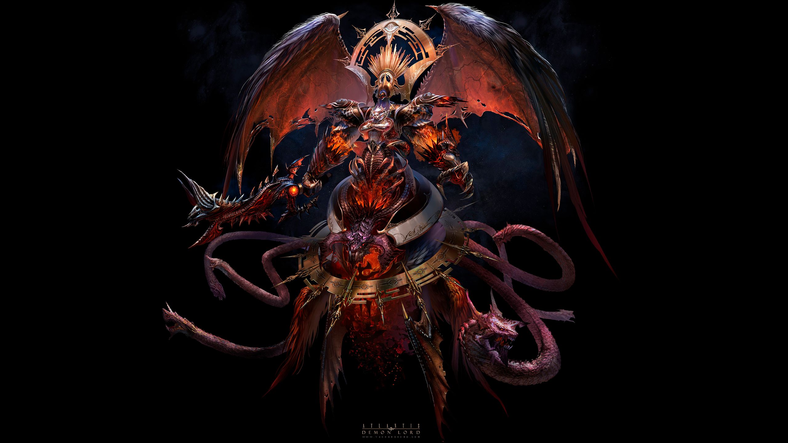 Download mobile wallpaper Fantasy, Wings, Monster, Demon, Video Game, Atlantis Online for free.