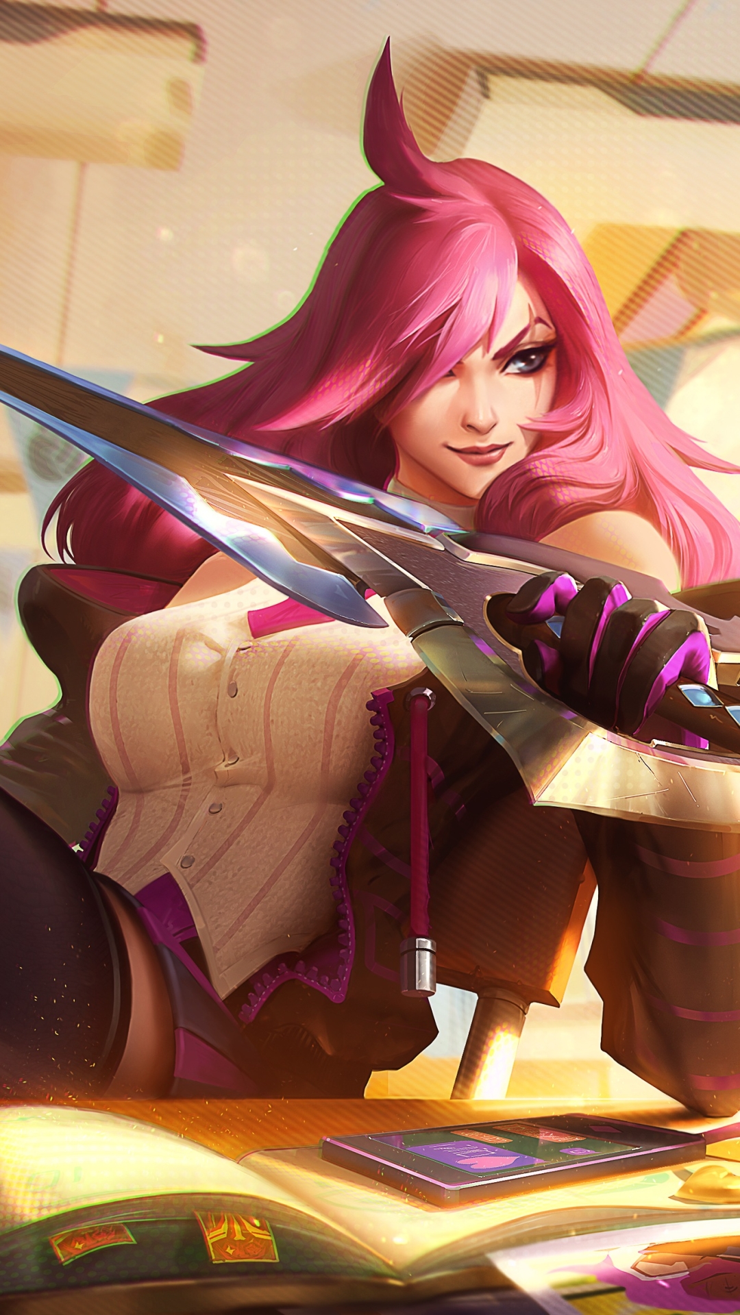 Download mobile wallpaper League Of Legends, Pink Hair, Video Game, Woman Warrior, Katarina (League Of Legends) for free.