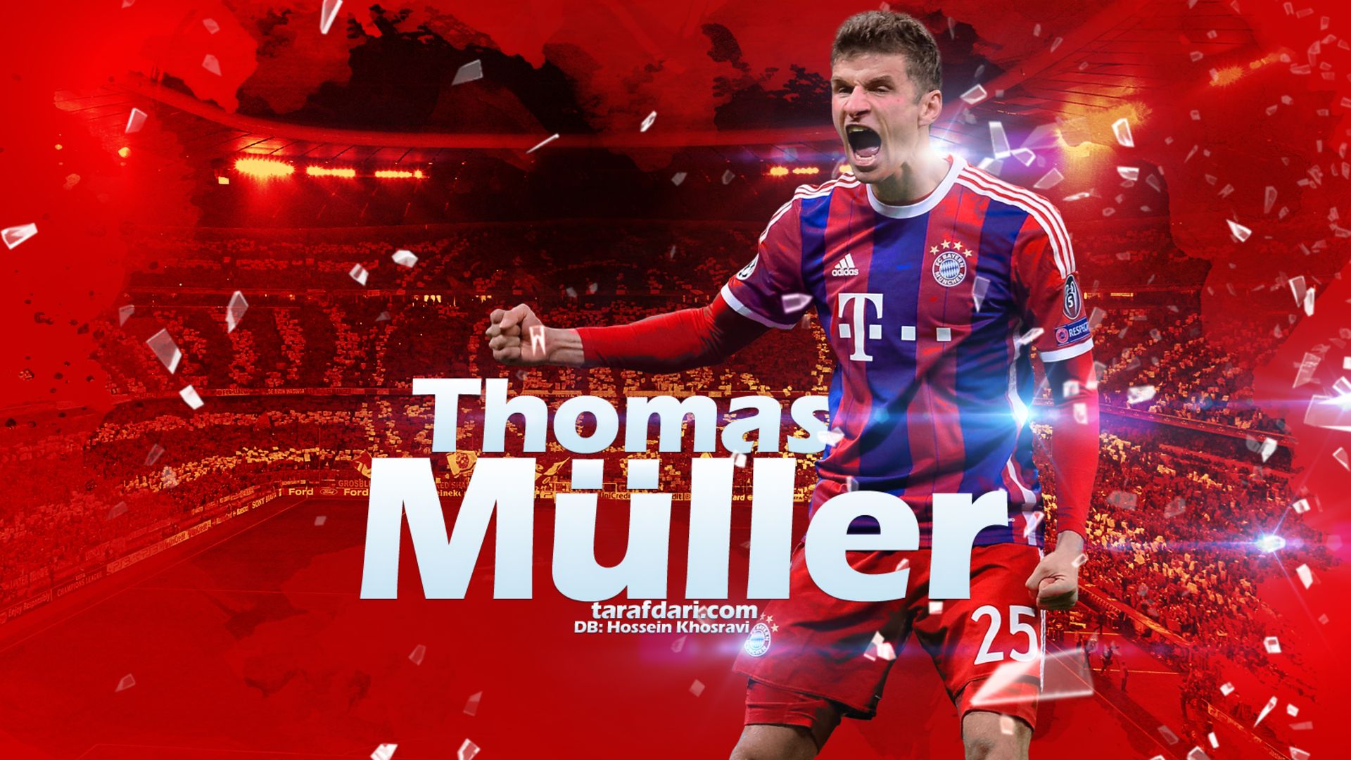 Téléchargez des papiers peints mobile Des Sports, Football, Fc Bayern München, Thomas Muller gratuitement.