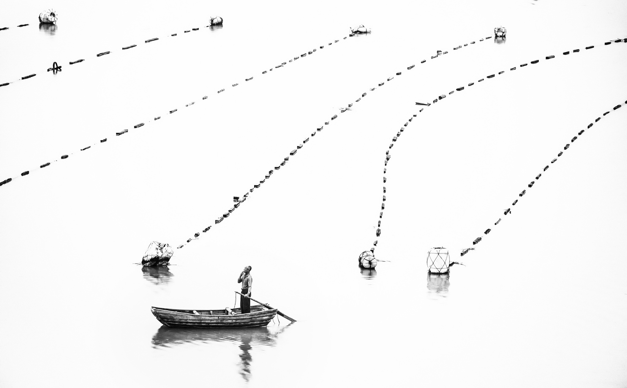 photography, fisherman, black & white, boat, fishing FHD, 4K, UHD