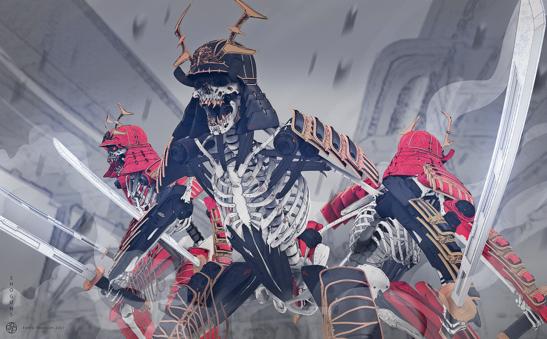 Free download wallpaper Dark, Warrior, Samurai, Skeleton, Armor, Sword, Katana on your PC desktop
