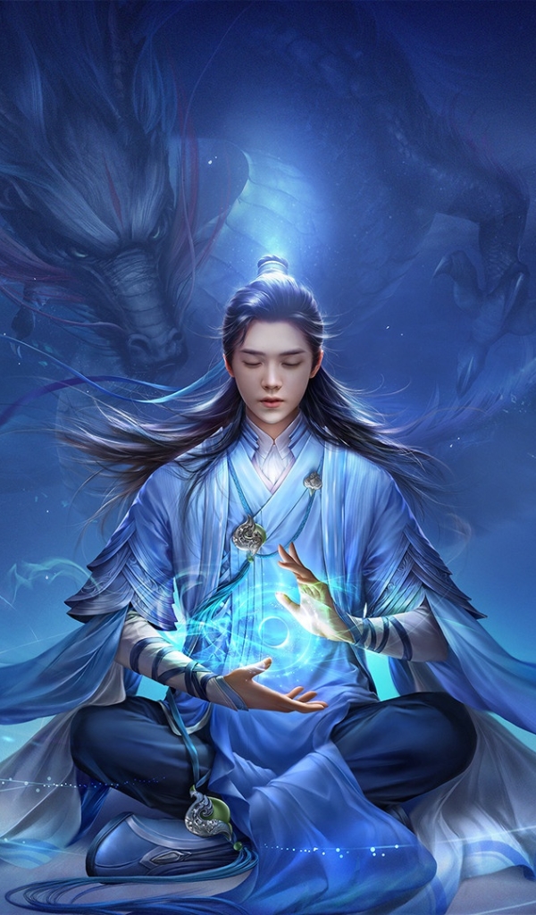 Download mobile wallpaper Magic, Fantasy, Dragon, Sorcerer, Asian for free.