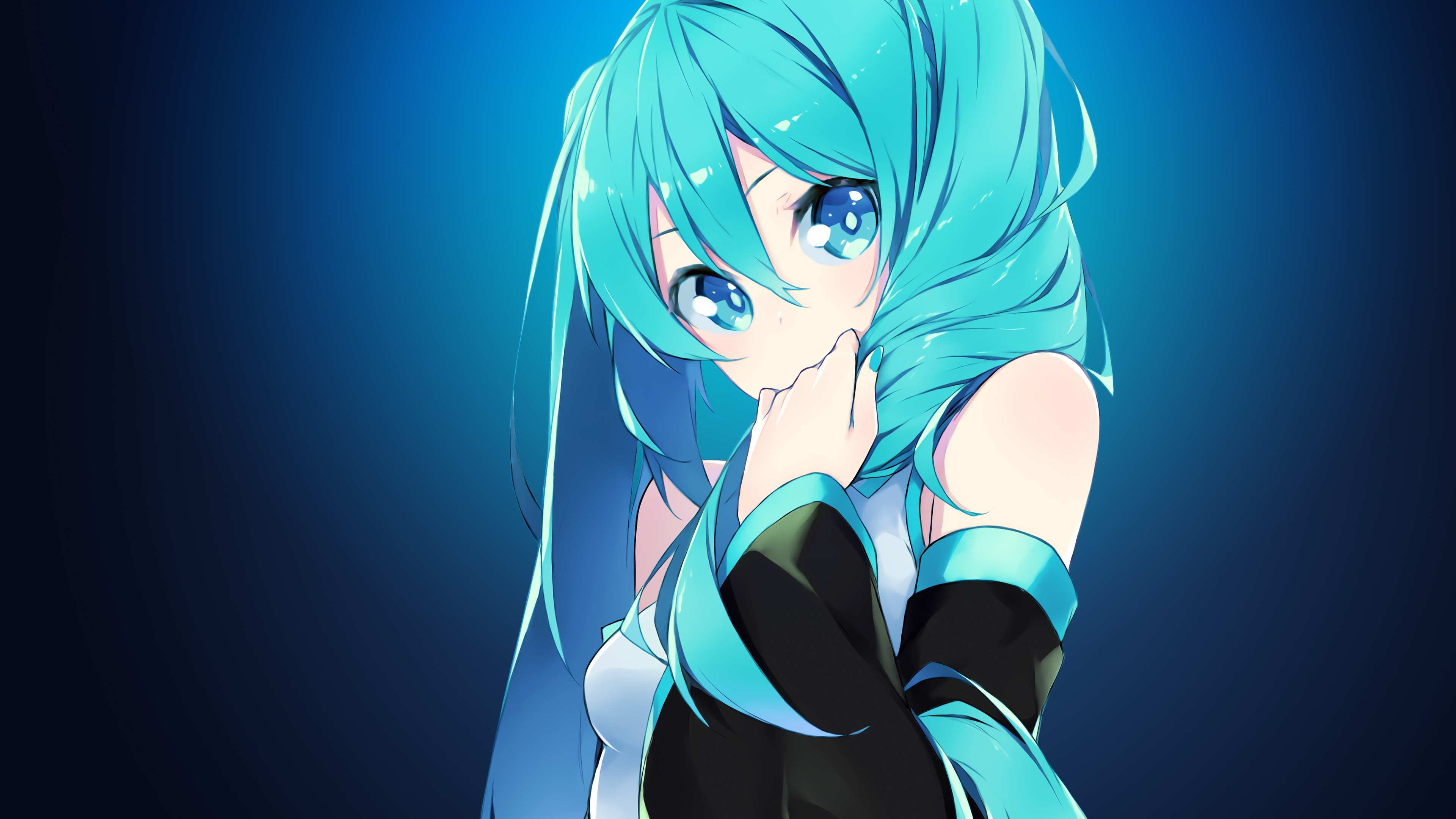 Handy-Wallpaper Vocaloid, Blaue Augen, Blaue Haare, Hatsune Miku, Animes kostenlos herunterladen.