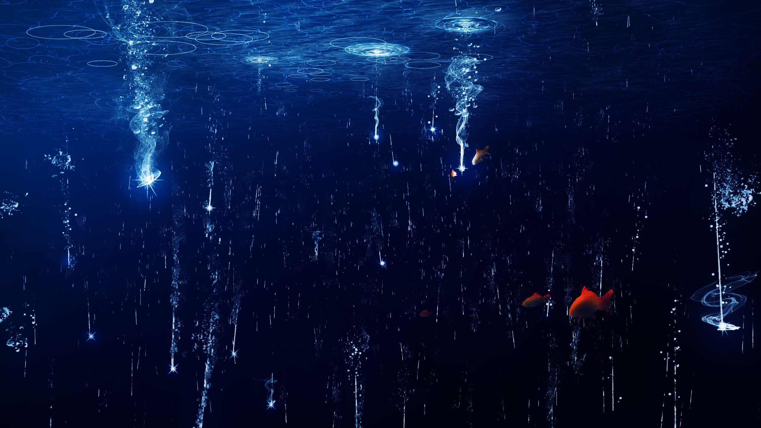 Download mobile wallpaper Anime, Water, Light, Fish, Underwater, Original for free.