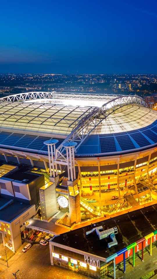 Download mobile wallpaper Sports, Night, City, Horizon, Stadium, Amsterdam, Soccer, Ajax Amsterdam for free.