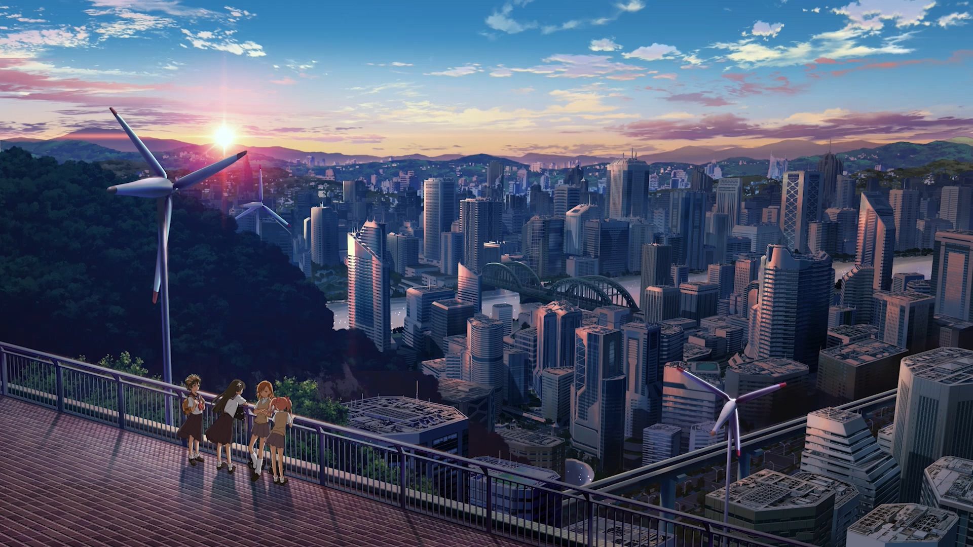Free download wallpaper Anime, Landscape, Sunset, Night, City, A Certain Magical Index on your PC desktop