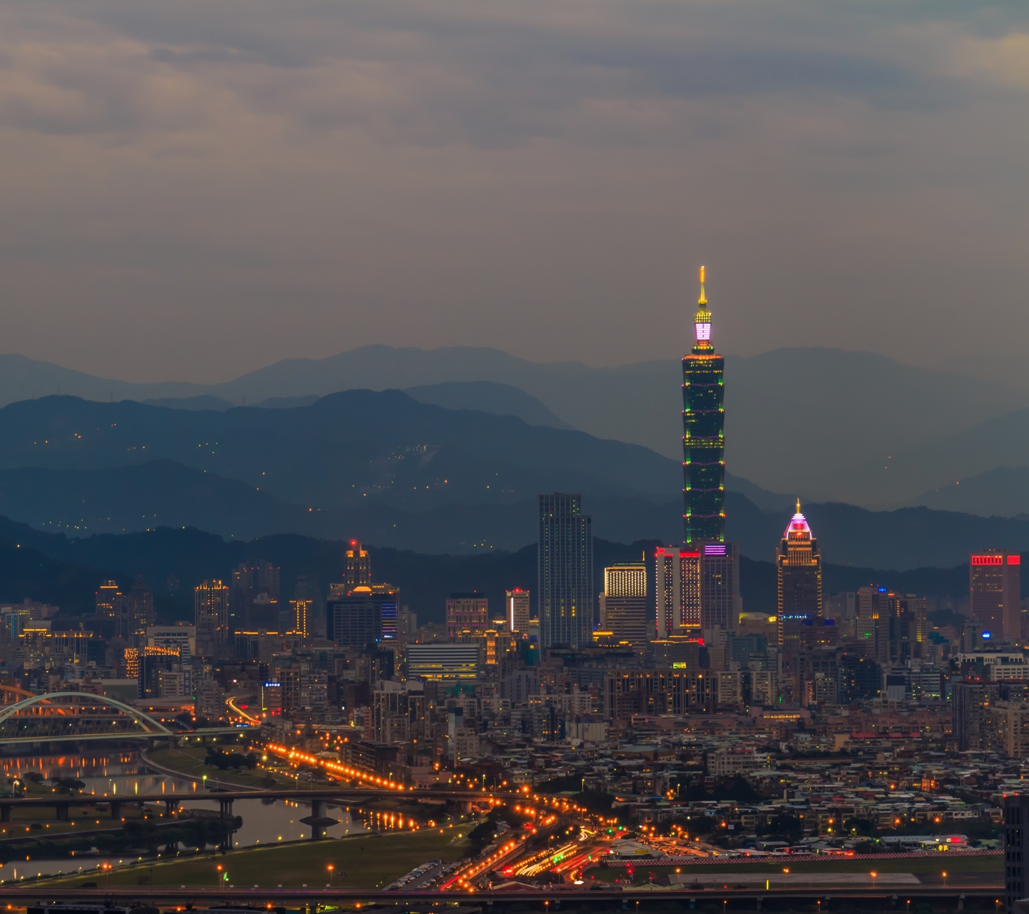 Download mobile wallpaper Cities, Night, Mountain, Taiwan, Taipei, Man Made, Taipei 101 for free.