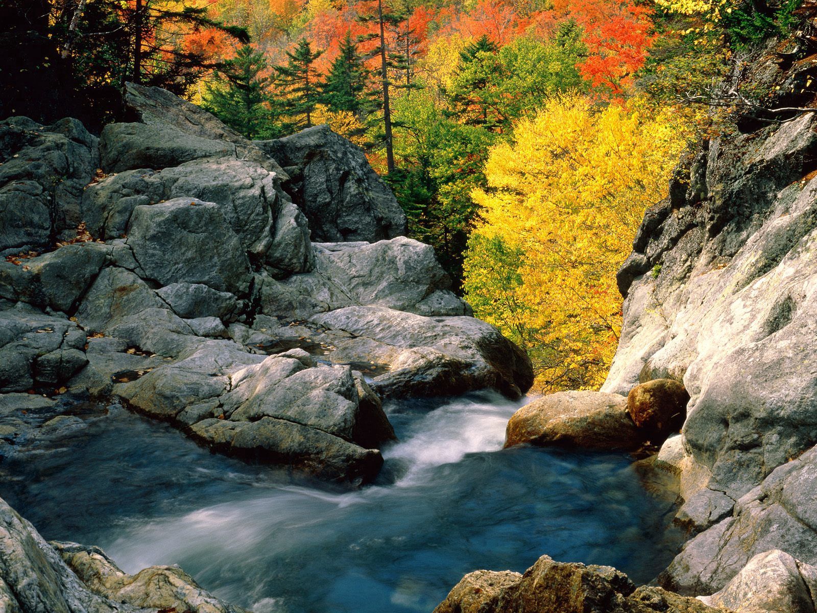 Скачать обои бесплатно Течение, Природа, Камни, Река, Осень картинка на рабочий стол ПК