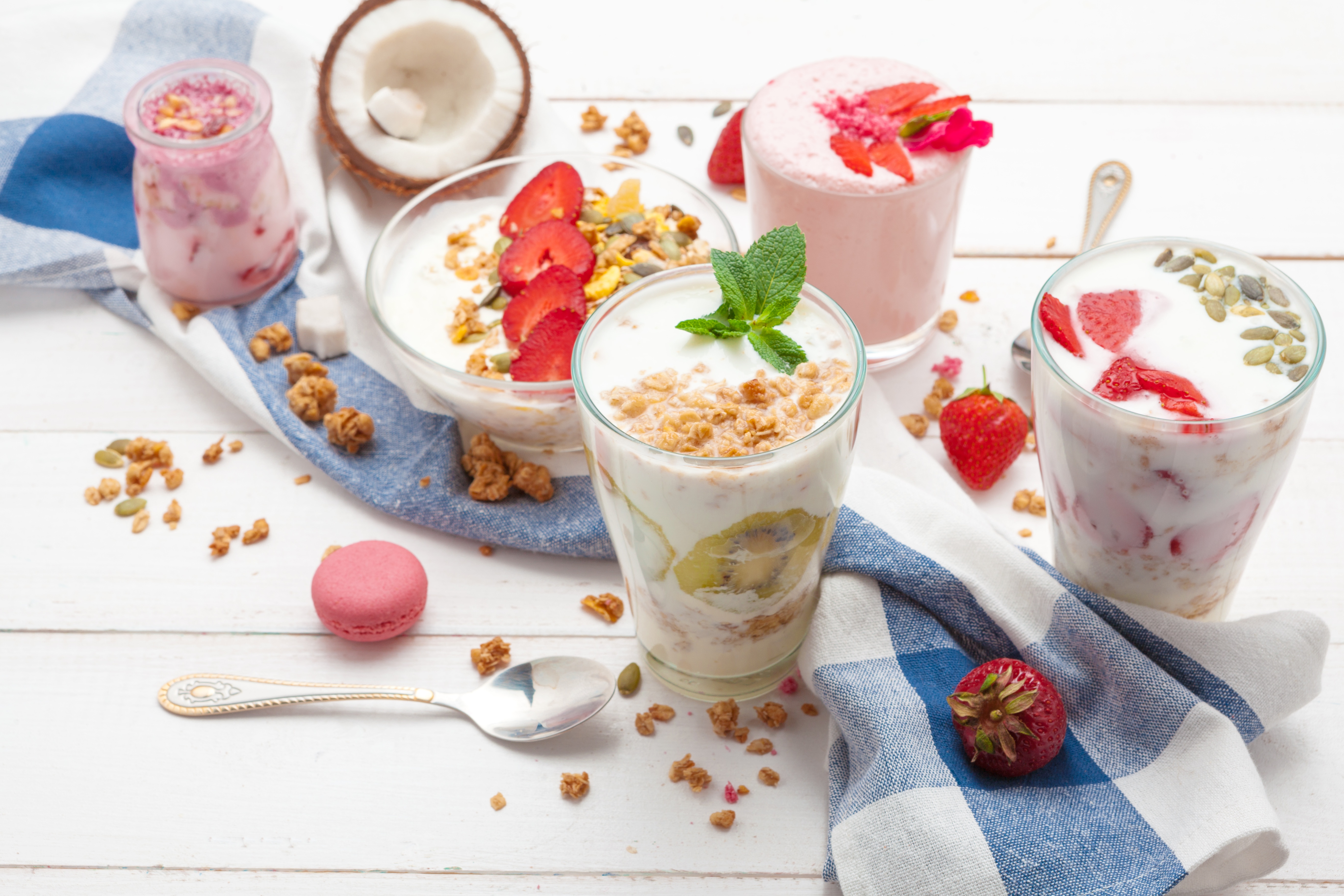 Download mobile wallpaper Food, Strawberry, Still Life, Muesli, Breakfast, Yogurt for free.