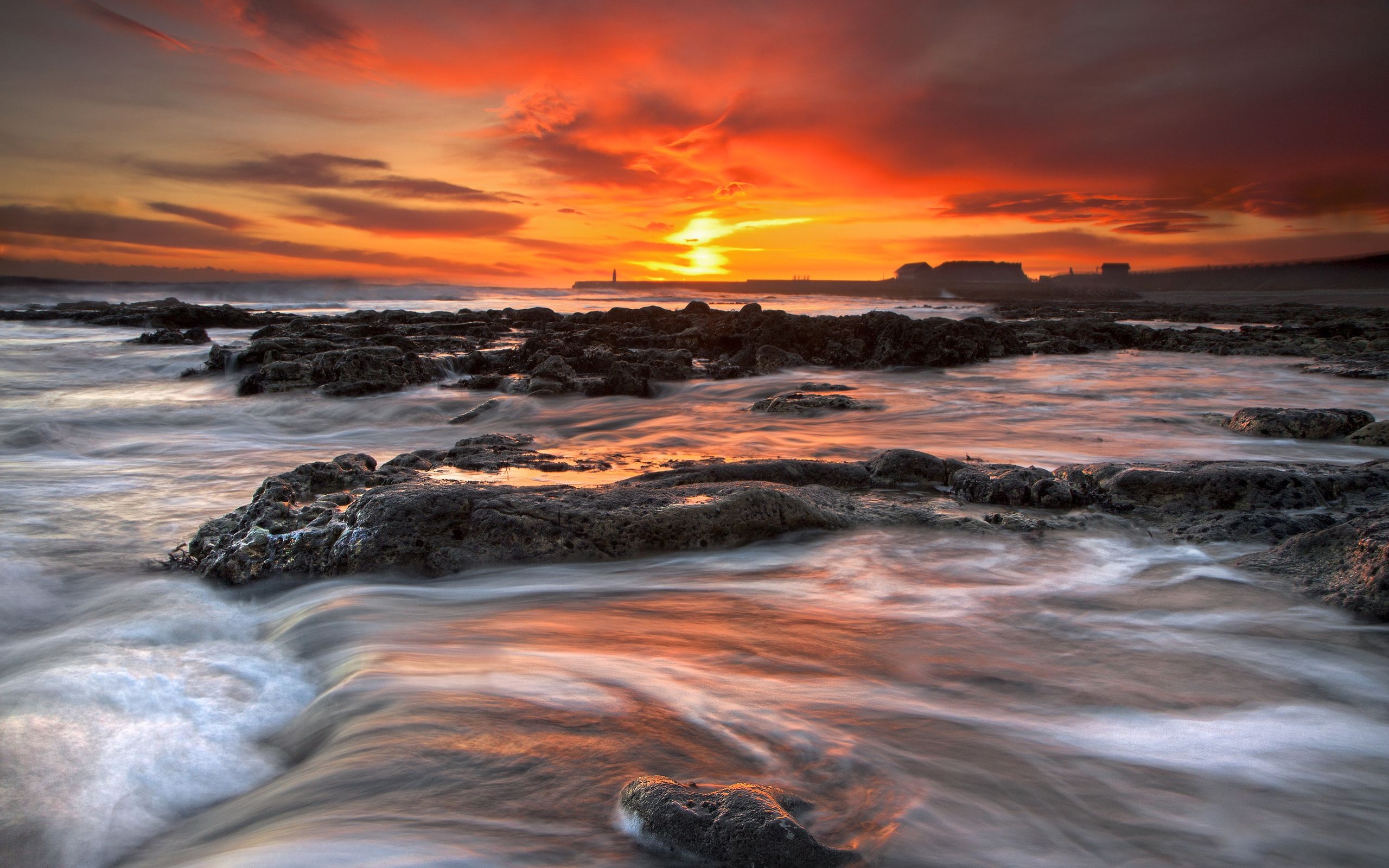 Free download wallpaper Sunset, Landscape, Sea on your PC desktop