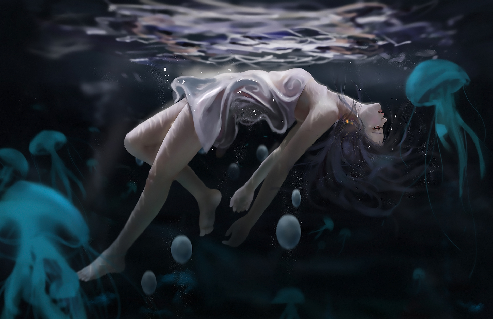 Baixe gratuitamente a imagem Anime, Água Viva, Embaixo Da Agua, Original na área de trabalho do seu PC