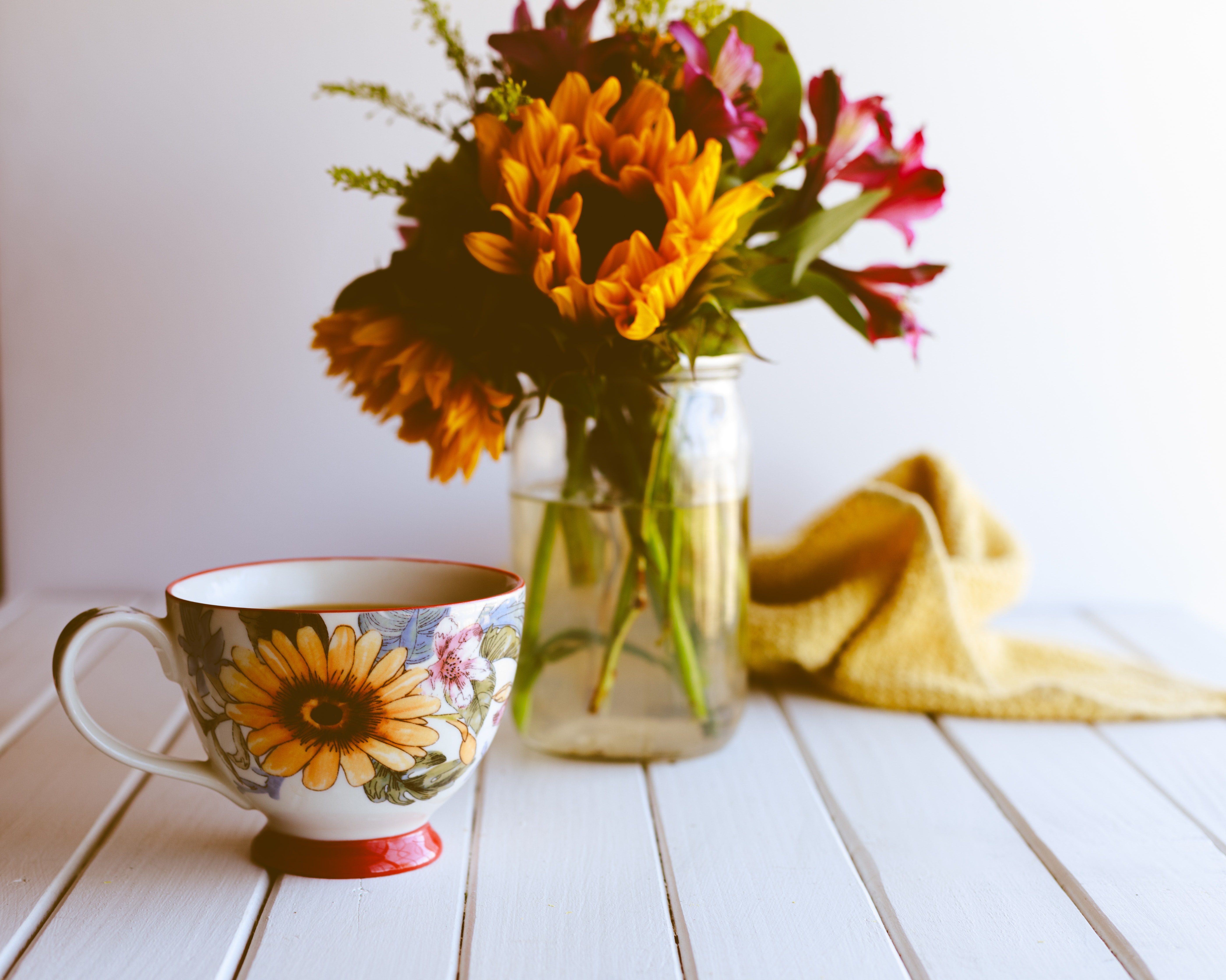 Free download wallpaper Coffee, Still Life, Flower, Photography on your PC desktop