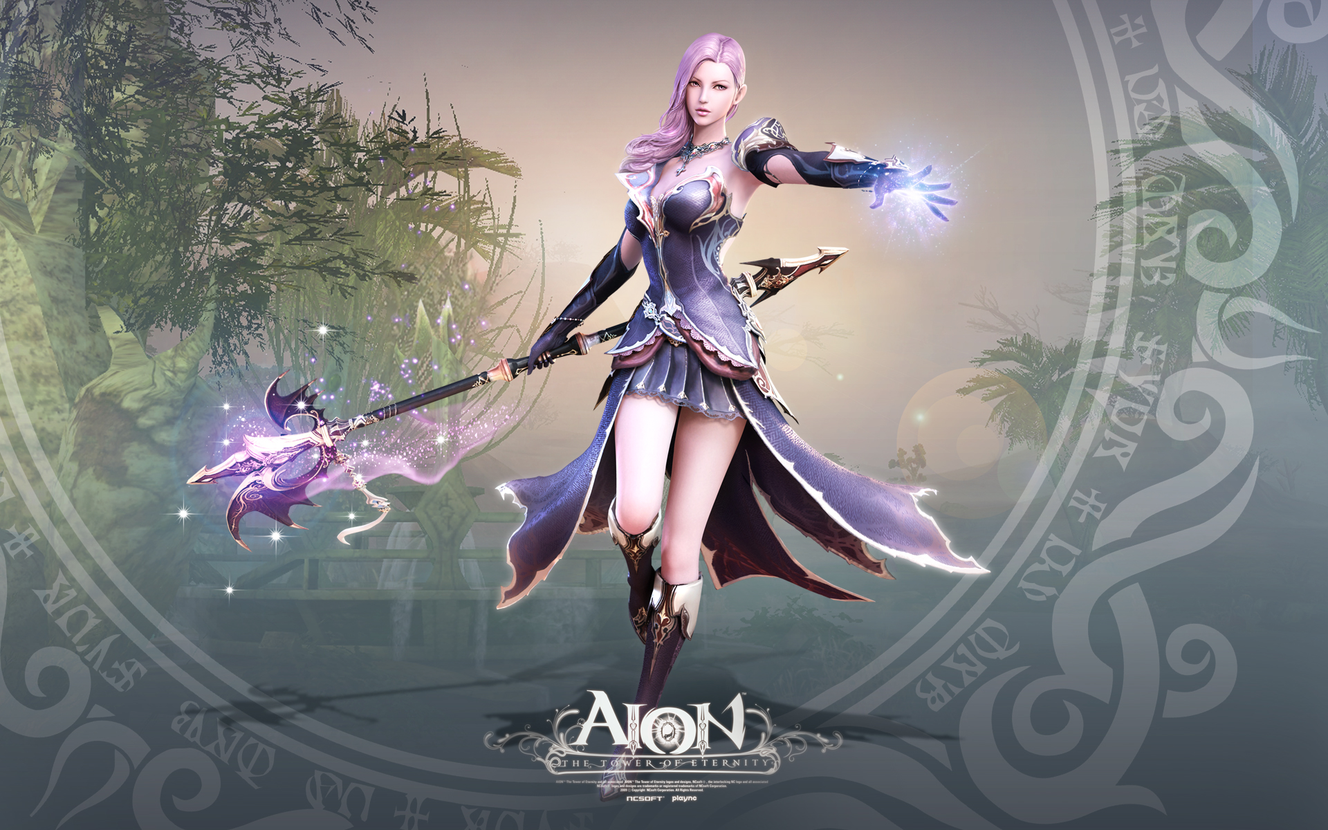 aion, video game, aion: tower of eternity, fantasy, magic, pink hair, staff