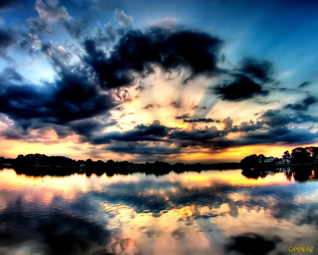 Download mobile wallpaper Sky, Water, Sunset, Landscape, Art for free.