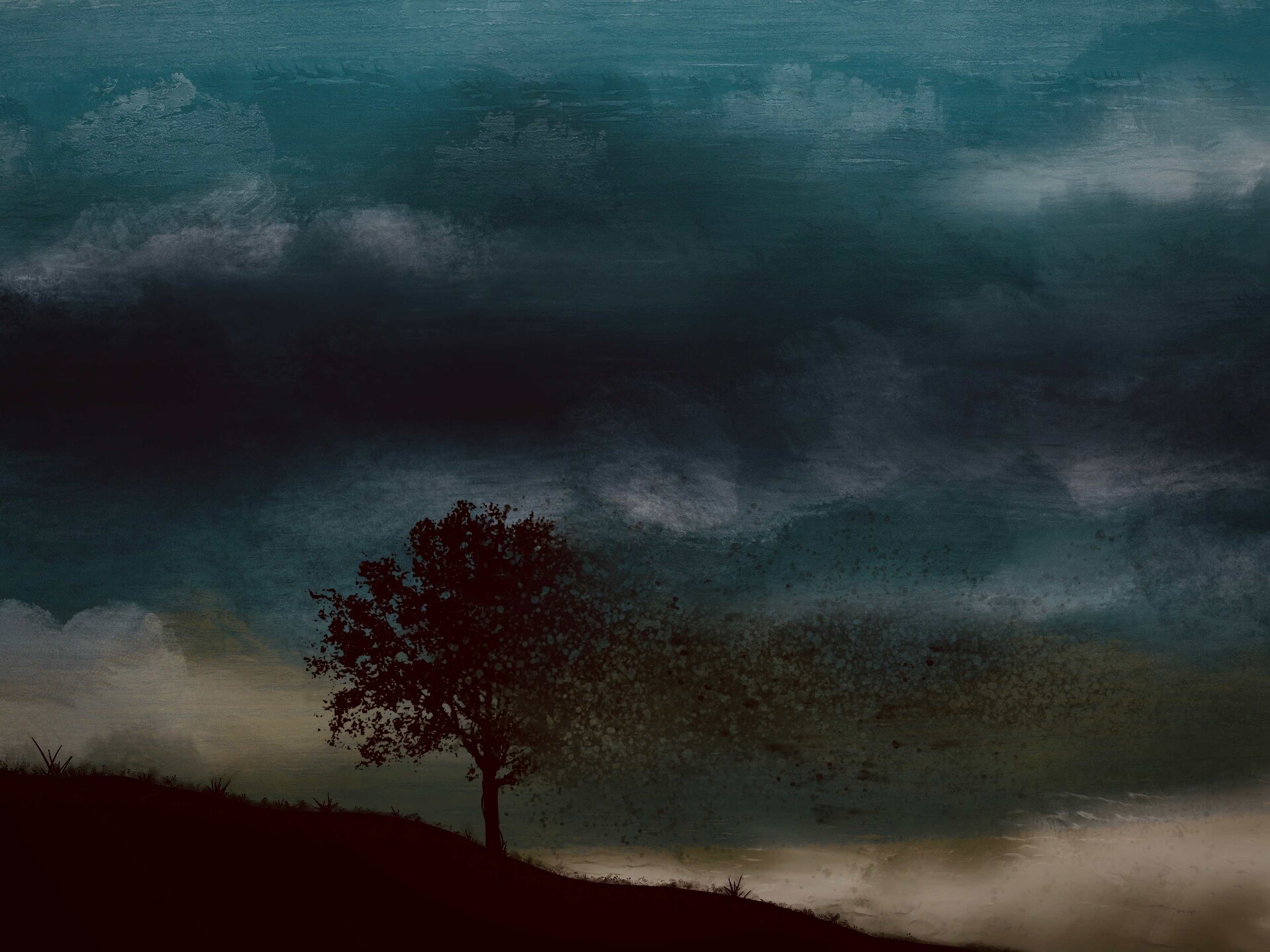 Download background dark, art, darkness, wood, tree