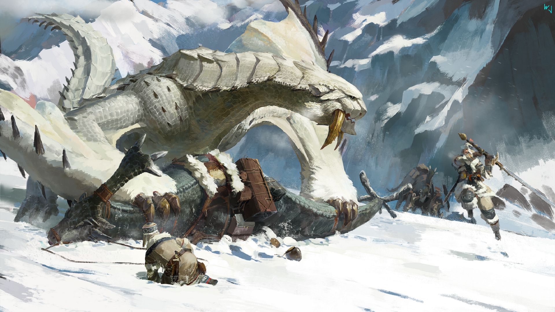 Free download wallpaper Snow, Mountain, Video Game, Monster Hunter, Barioth (Monster Hunter) on your PC desktop
