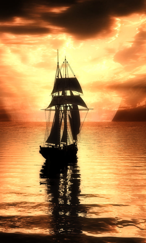 Download mobile wallpaper Sunset, Sky, Ocean, Ship, Vehicles for free.