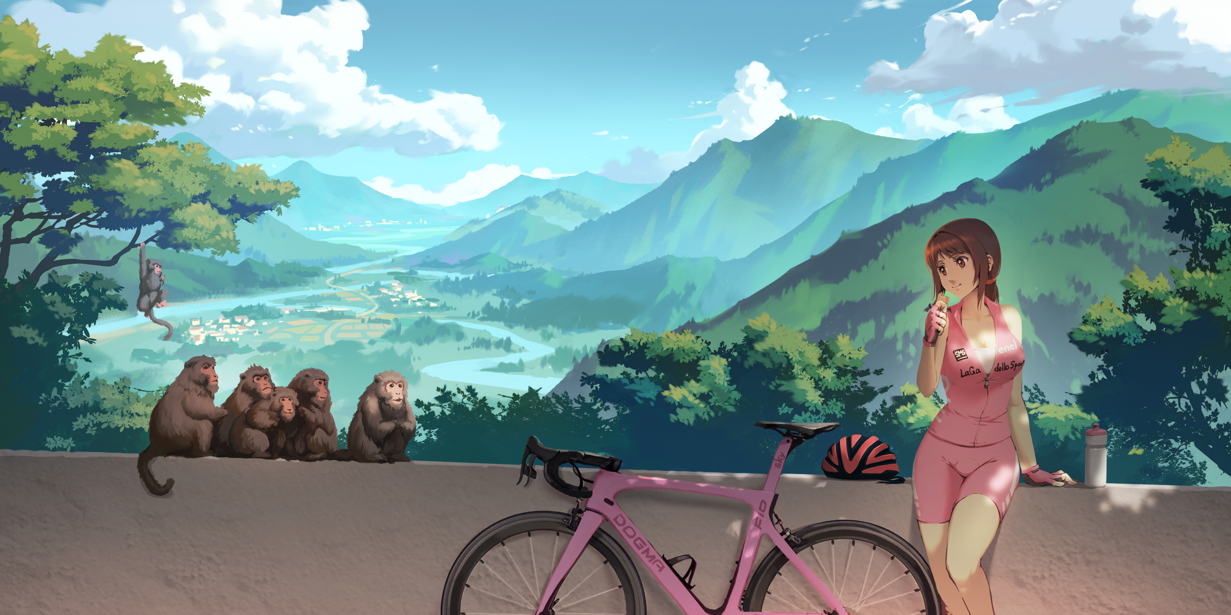 Free download wallpaper Anime, Monkey, Bike, Original on your PC desktop