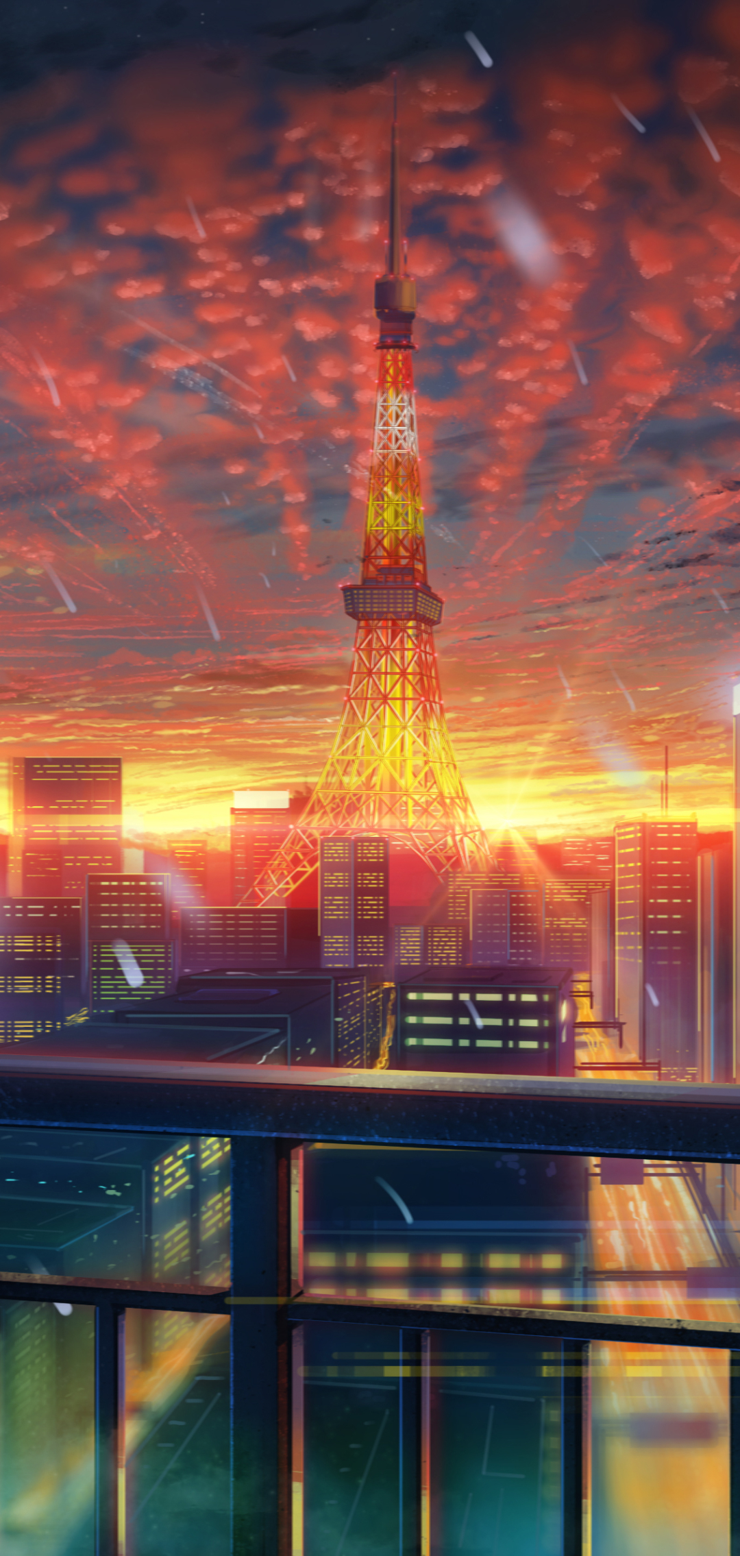 Download mobile wallpaper Anime, Sky, City for free.