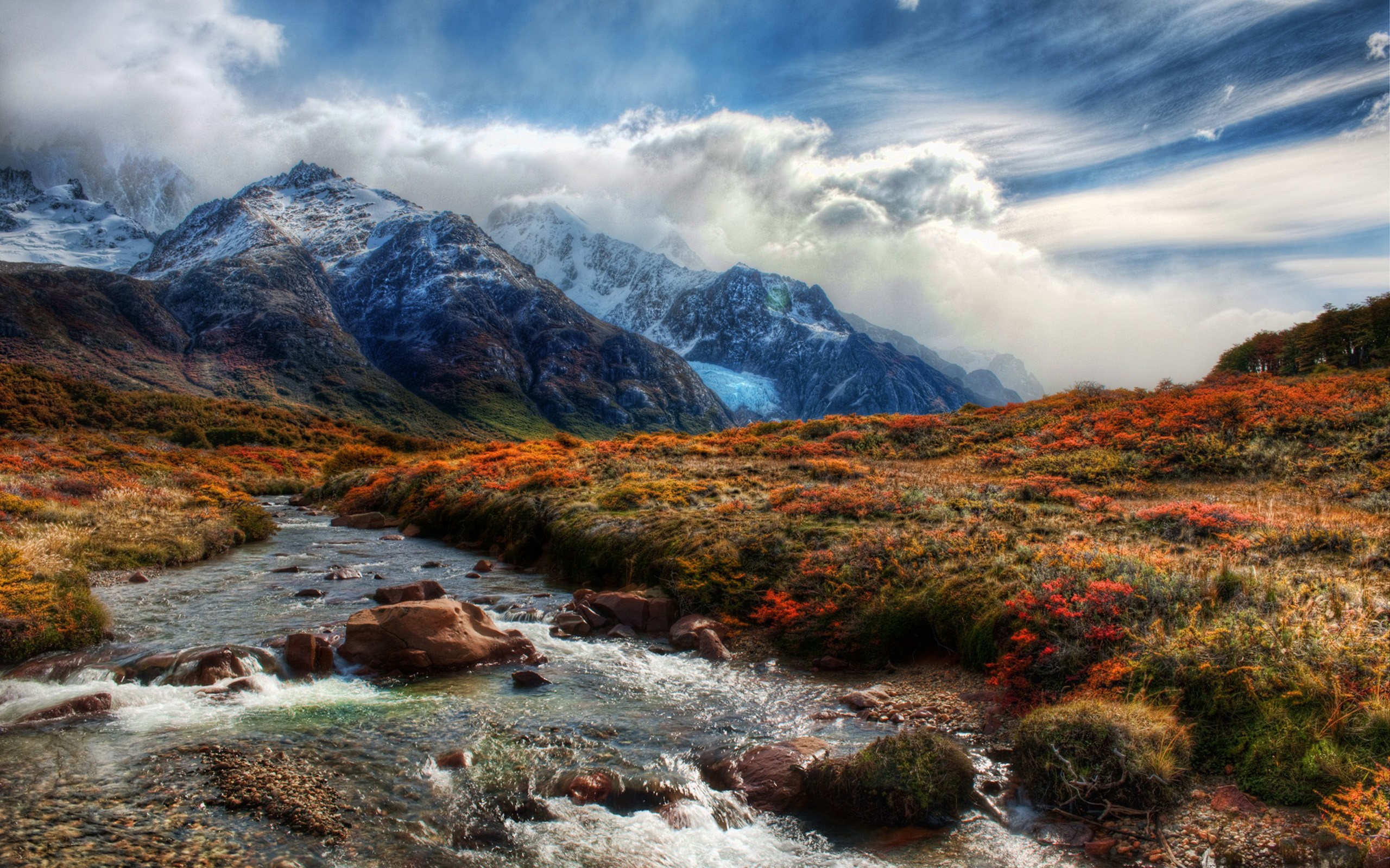 Download mobile wallpaper Landscape, Mountain, Earth, Stream, Hdr, River for free.