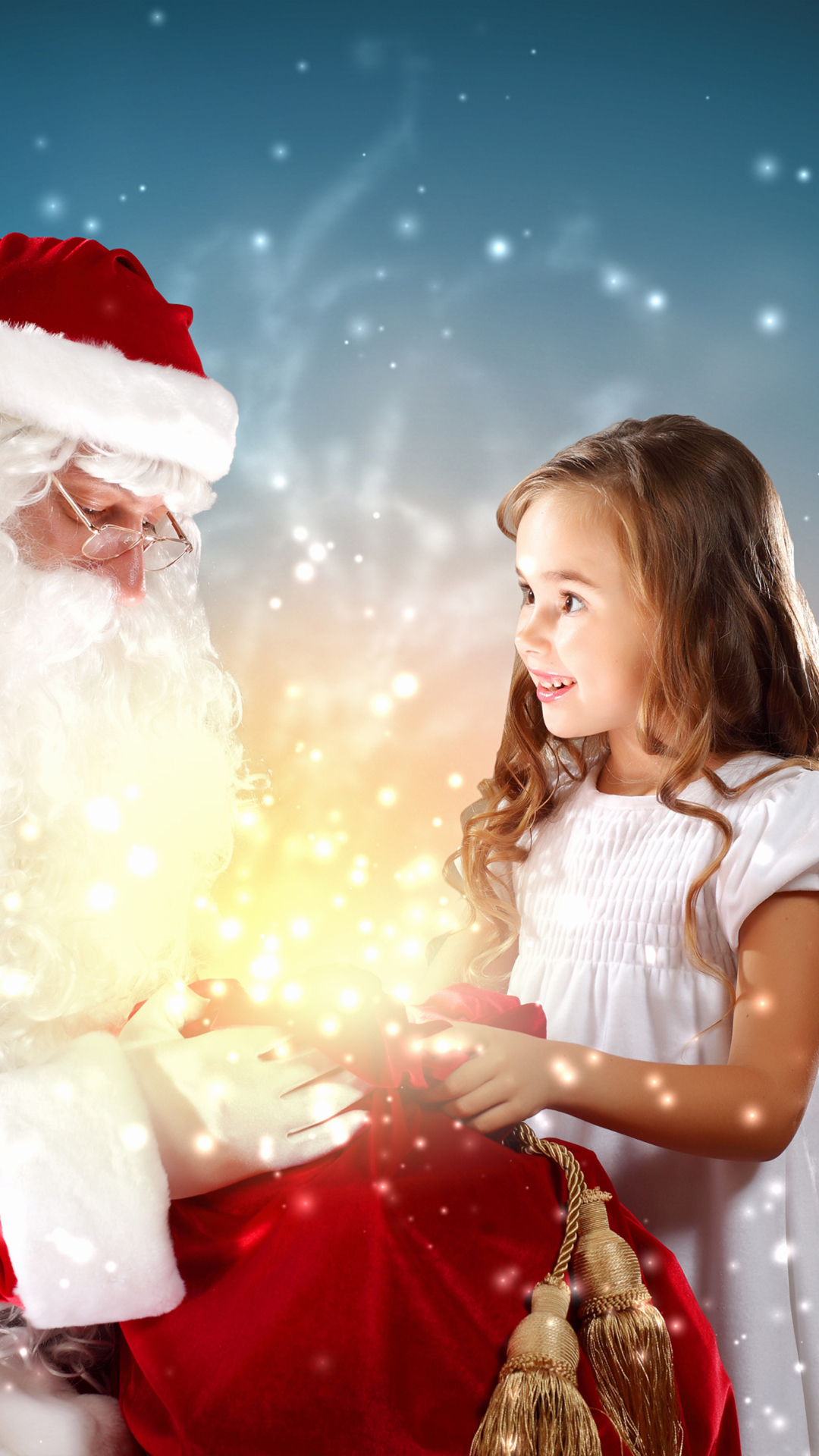 Download mobile wallpaper Christmas, Holiday, Child, Santa for free.