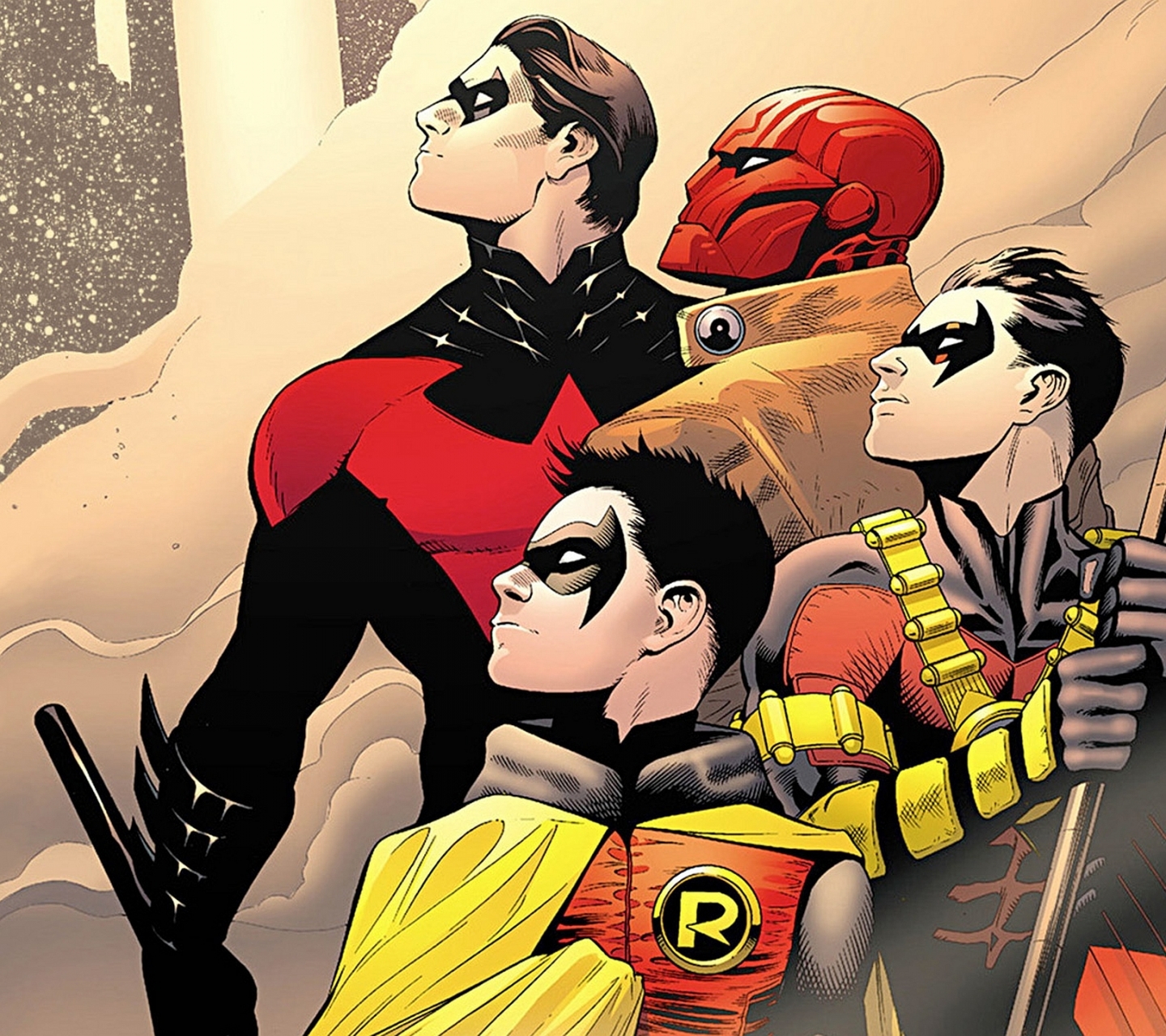 Download mobile wallpaper Batman, Comics, Nightwing, Robin (Dc Comics), Red Robin, Red Hood, Batman & Robin for free.