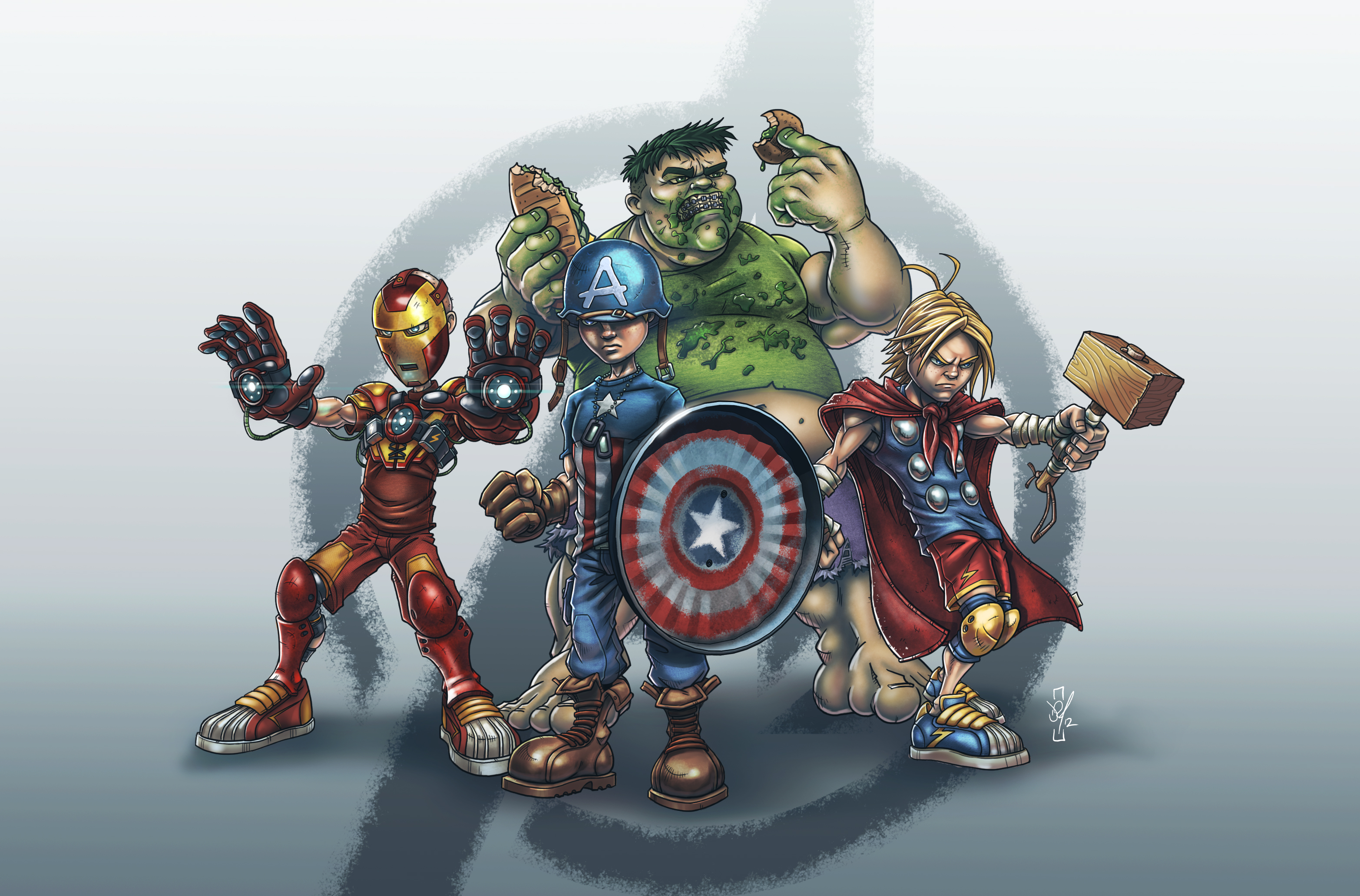 Handy-Wallpaper Hulk, Comics, Ironman, Kapitän Amerika, Thor, The Avengers kostenlos herunterladen.