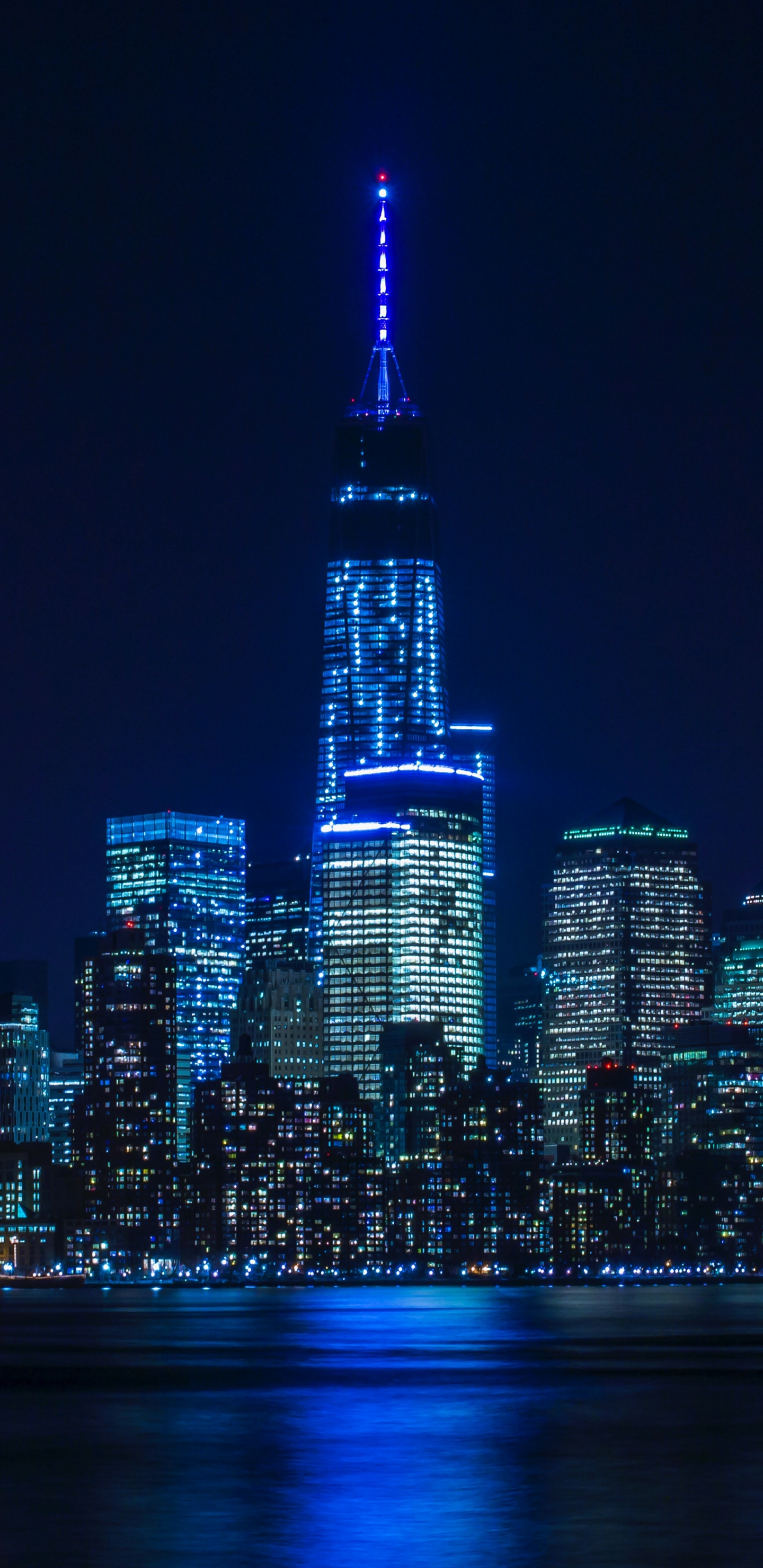 PCデスクトップに都市, 街, 超高層ビル, 建物, 青い, マンハッタン, 夜, 建築, マンメイド画像を無料でダウンロード