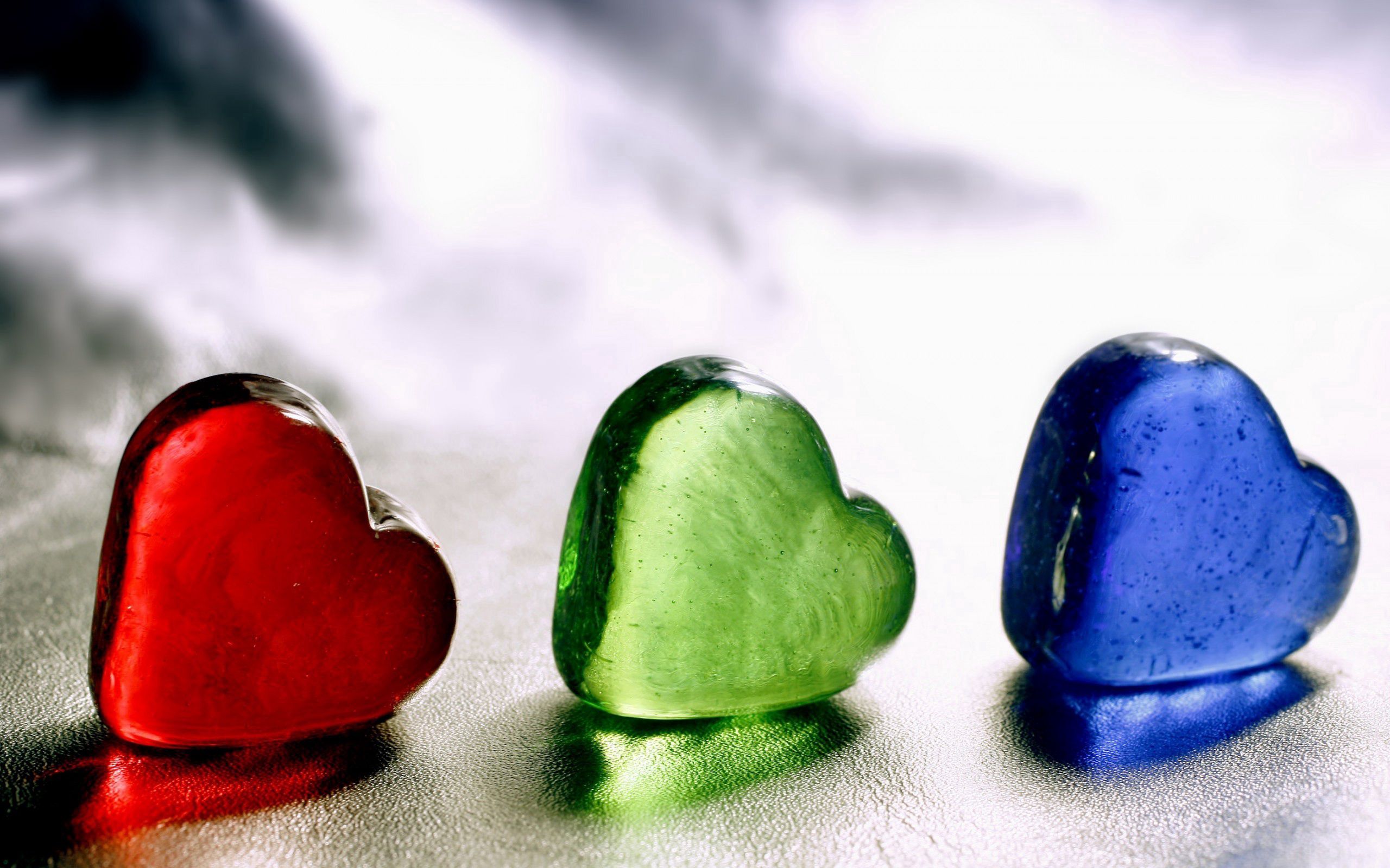 Download mobile wallpaper Ice, Motley, Multicolored, Glass, Heart, Love for free.