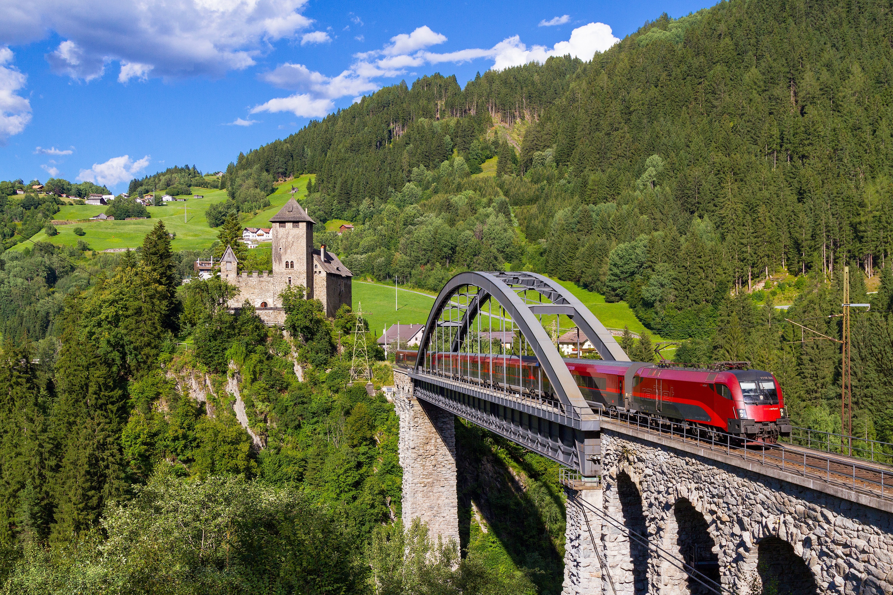 Free download wallpaper Bridge, Train, Vehicles on your PC desktop