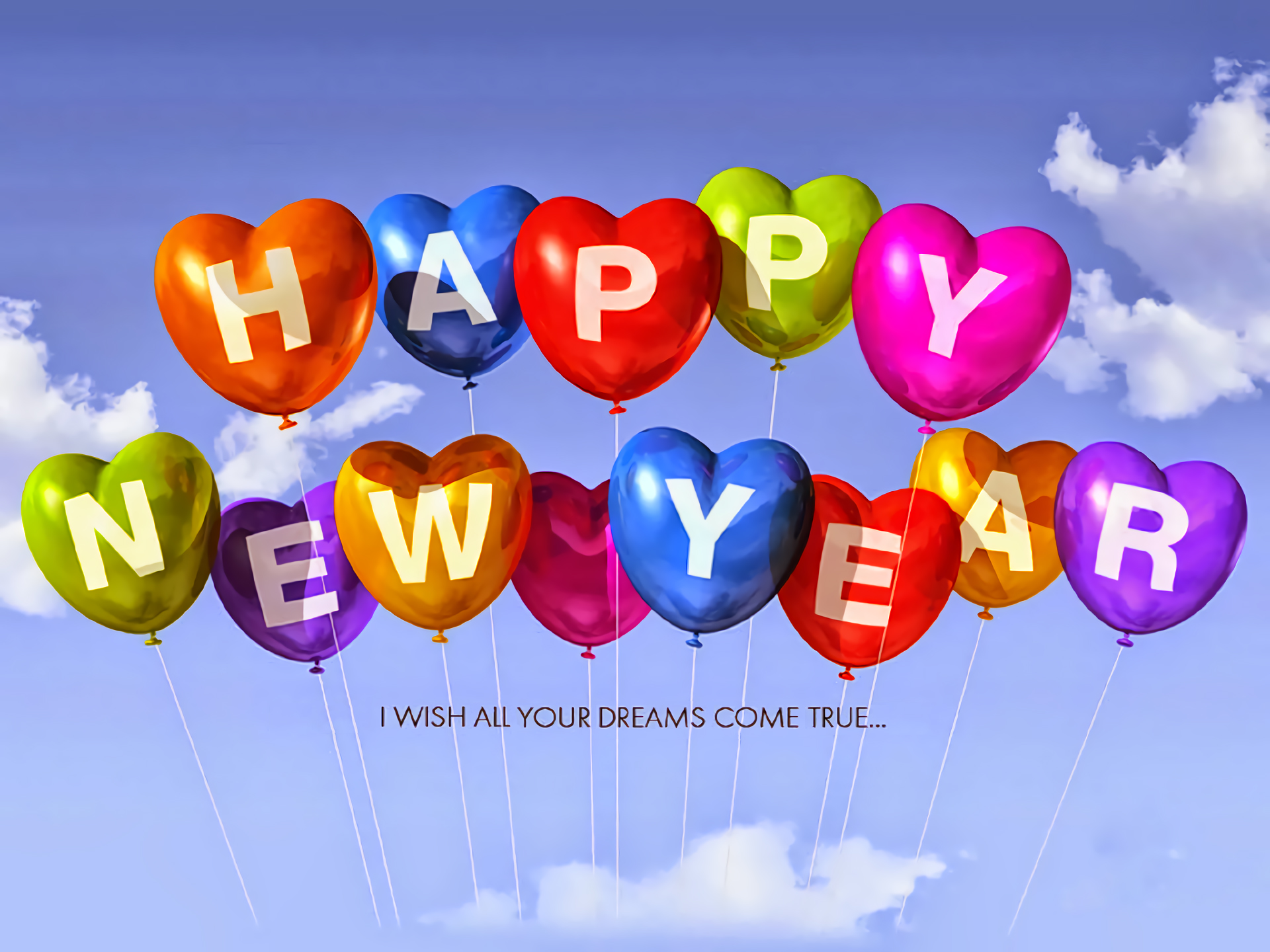 Free download wallpaper New Year, Holiday, Balloon, Colorful, Happy New Year on your PC desktop