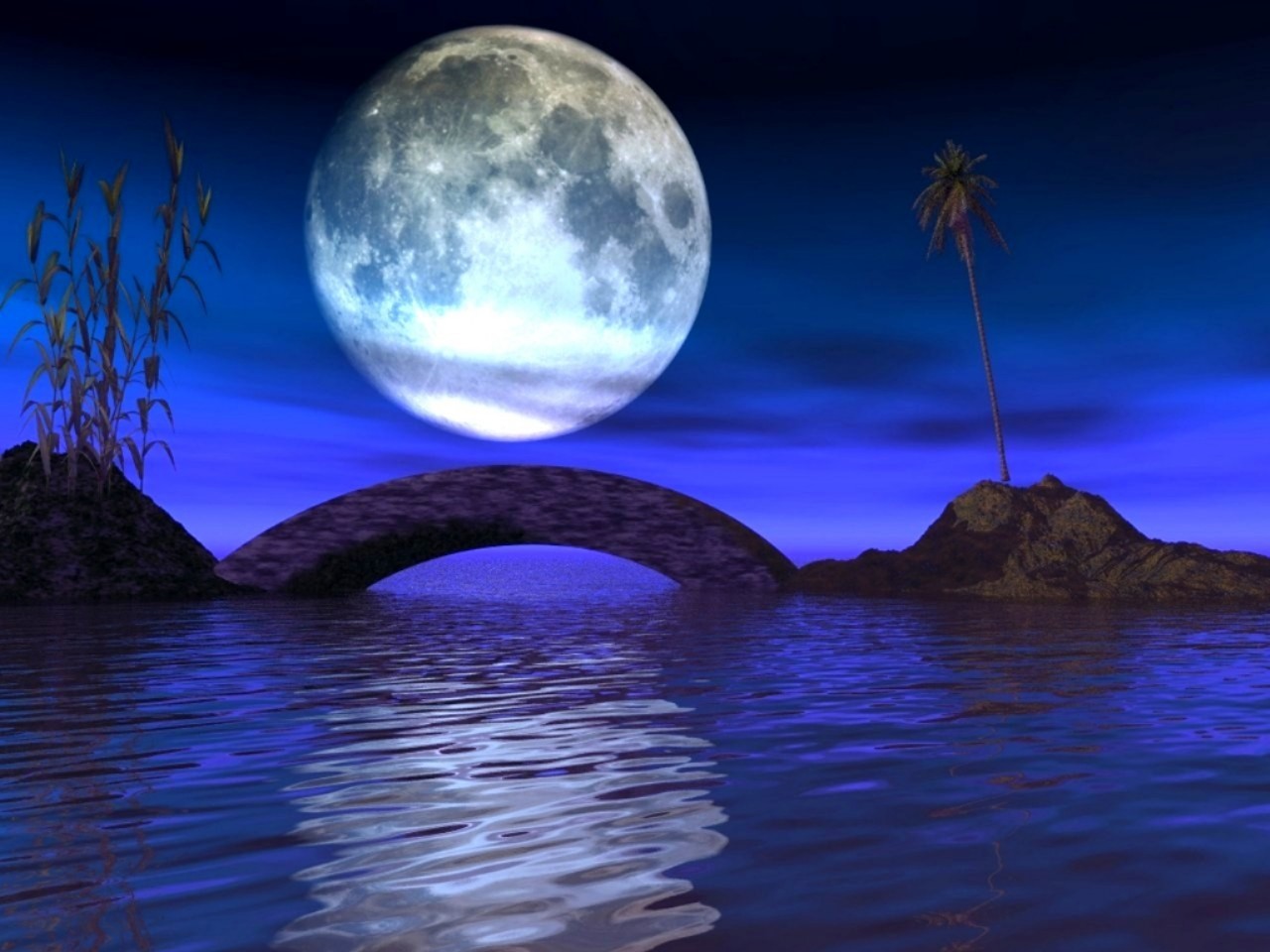 Téléchargez gratuitement l'image Nuit, Lune, Océan, Pont, Artistique, Ciel sur le bureau de votre PC