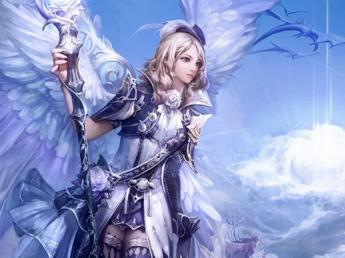 angels, girls, fantasy, blue download HD wallpaper