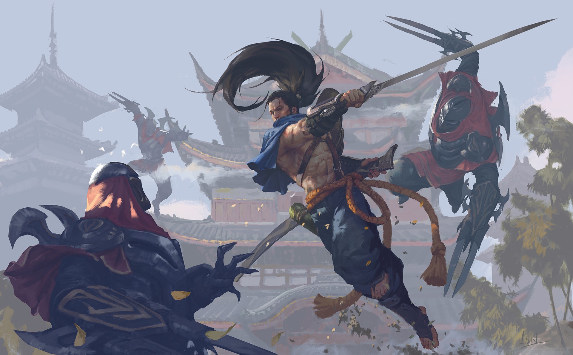 Laden Sie das League Of Legends, Krieger, Samurai, Schlacht, Schwert, Computerspiele, Yasuo (Liga Der Legenden)-Bild kostenlos auf Ihren PC-Desktop herunter