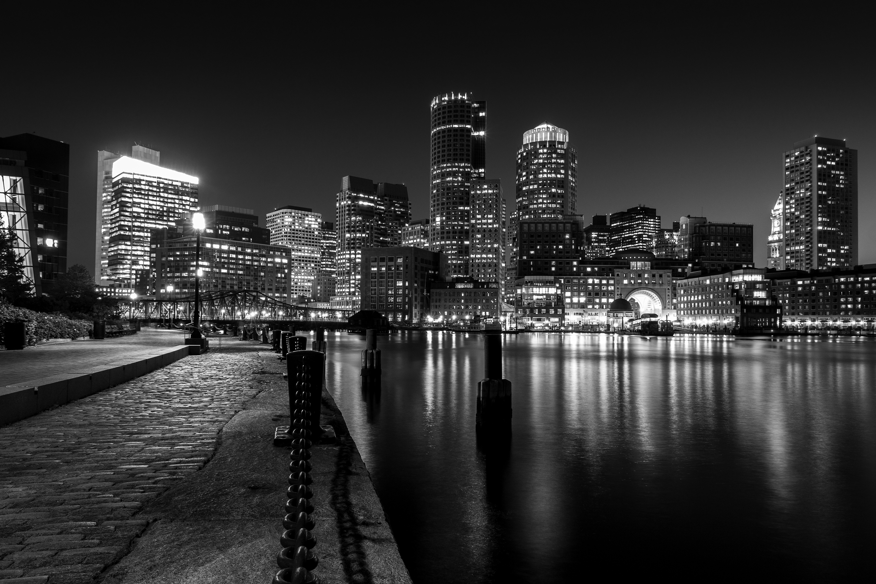 black & white, man made, boston, cities