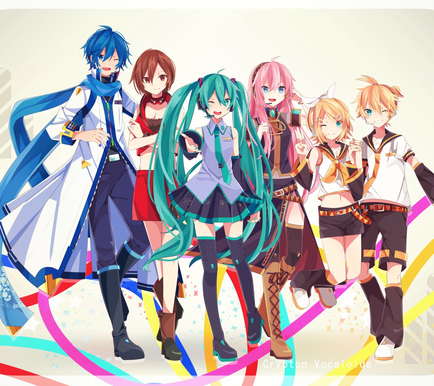 Baixe gratuitamente a imagem Anime, Vocaloid, Hatsune Miku, Luka Megurine, Rin Kagamine, Kaito (Vocaloide), Len Kagamine, Meiko (Vocaloid) na área de trabalho do seu PC