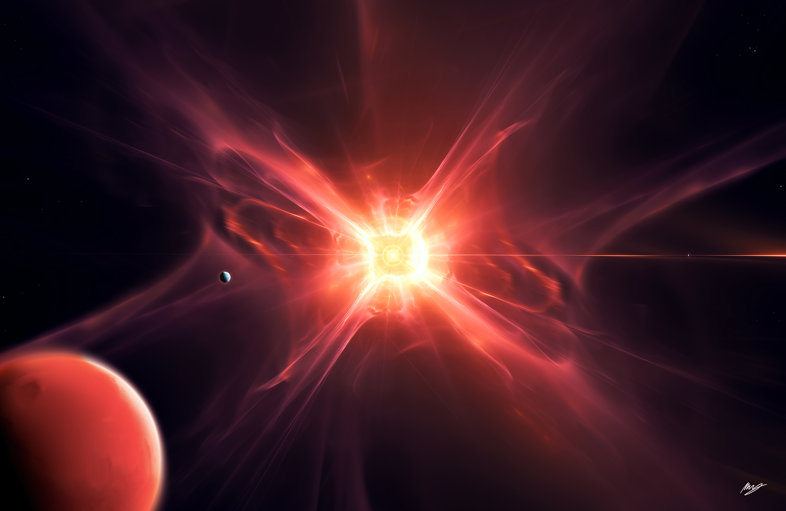 Download mobile wallpaper Fractal, Nebula, Space, Planet, Sci Fi for free.