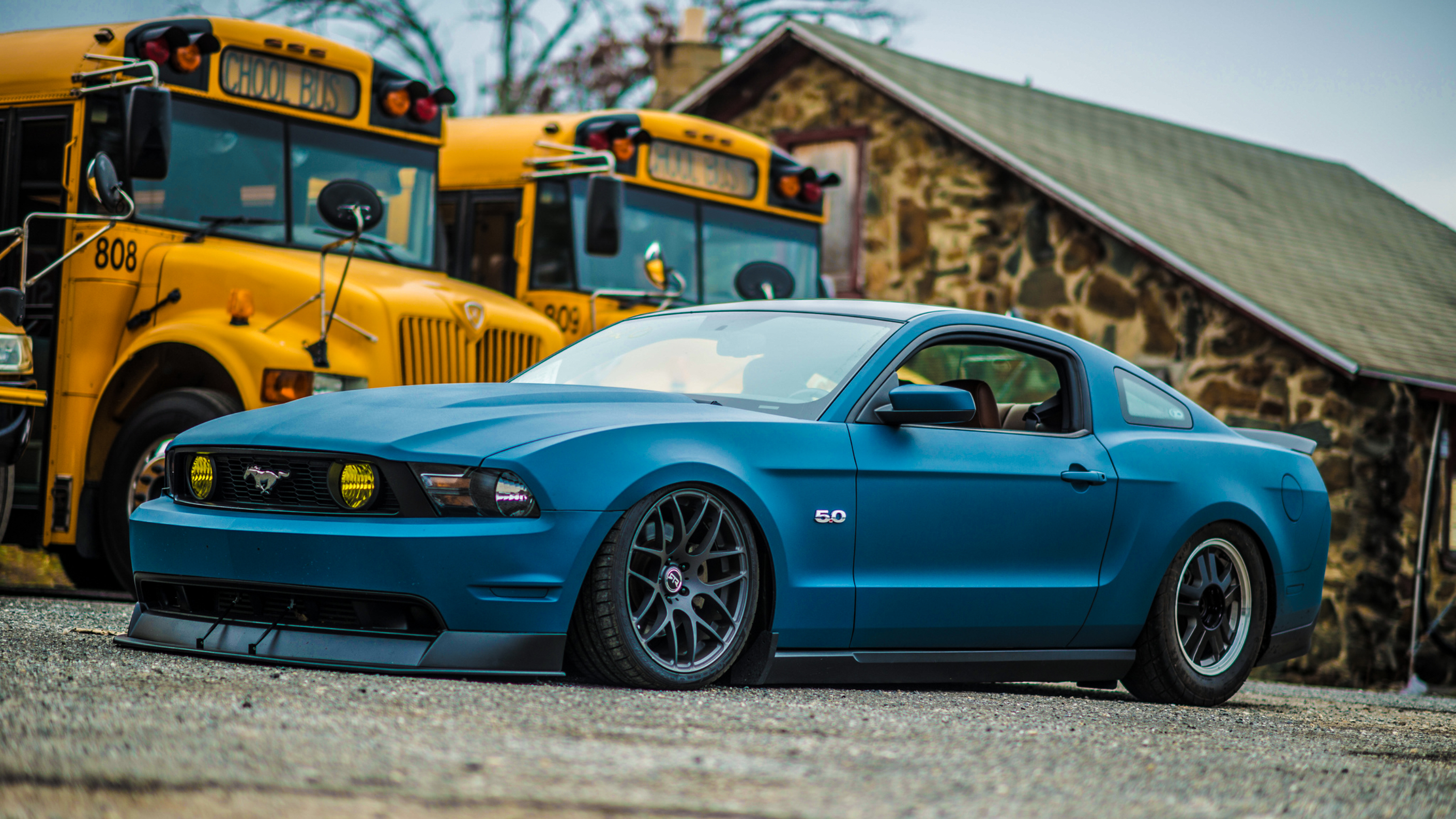 Free download wallpaper Ford, Ford Mustang, Muscle Car, Bus, Vehicles, Depth Of Field on your PC desktop