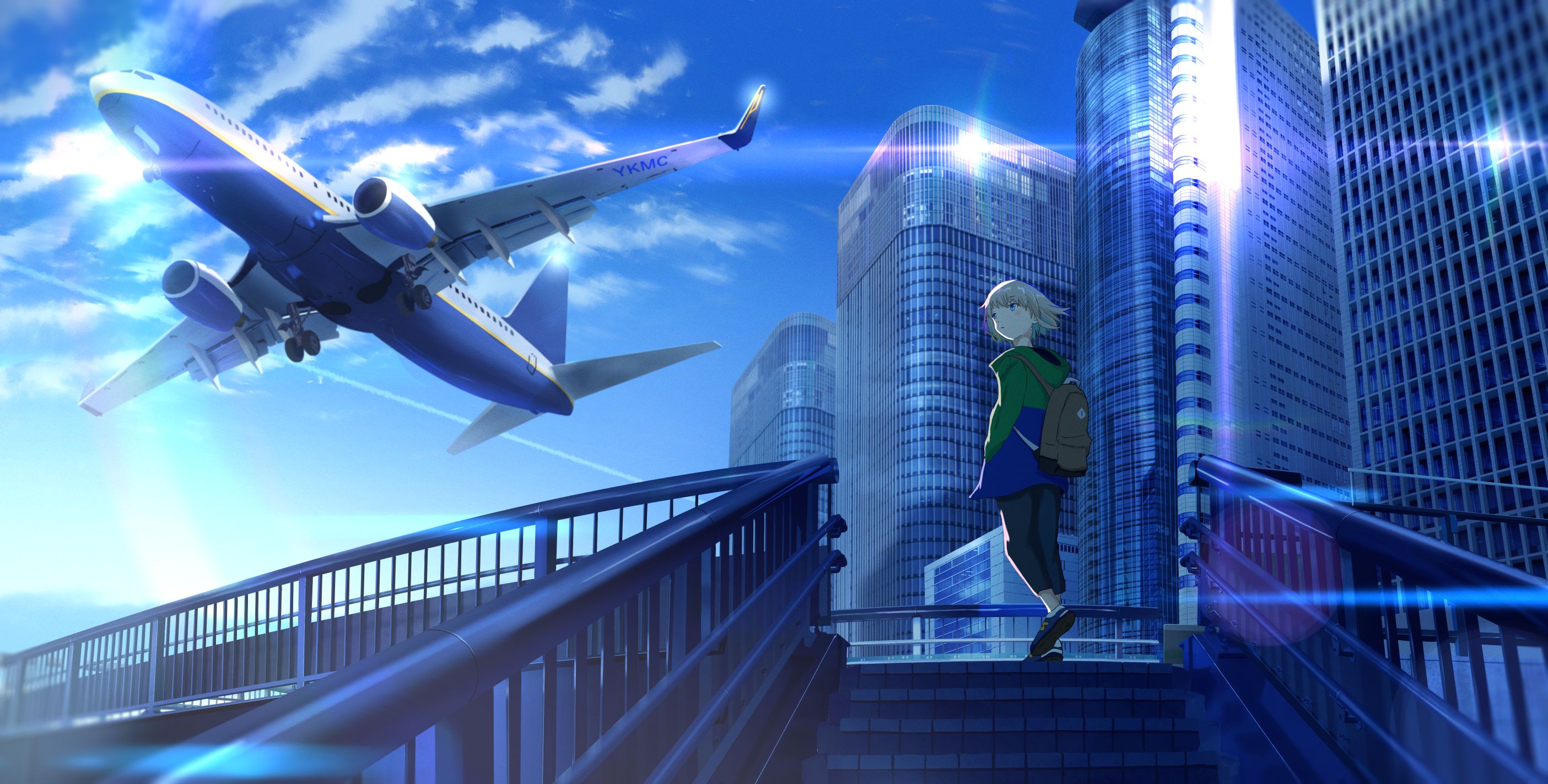 Free download wallpaper Anime, Airplane, Original on your PC desktop