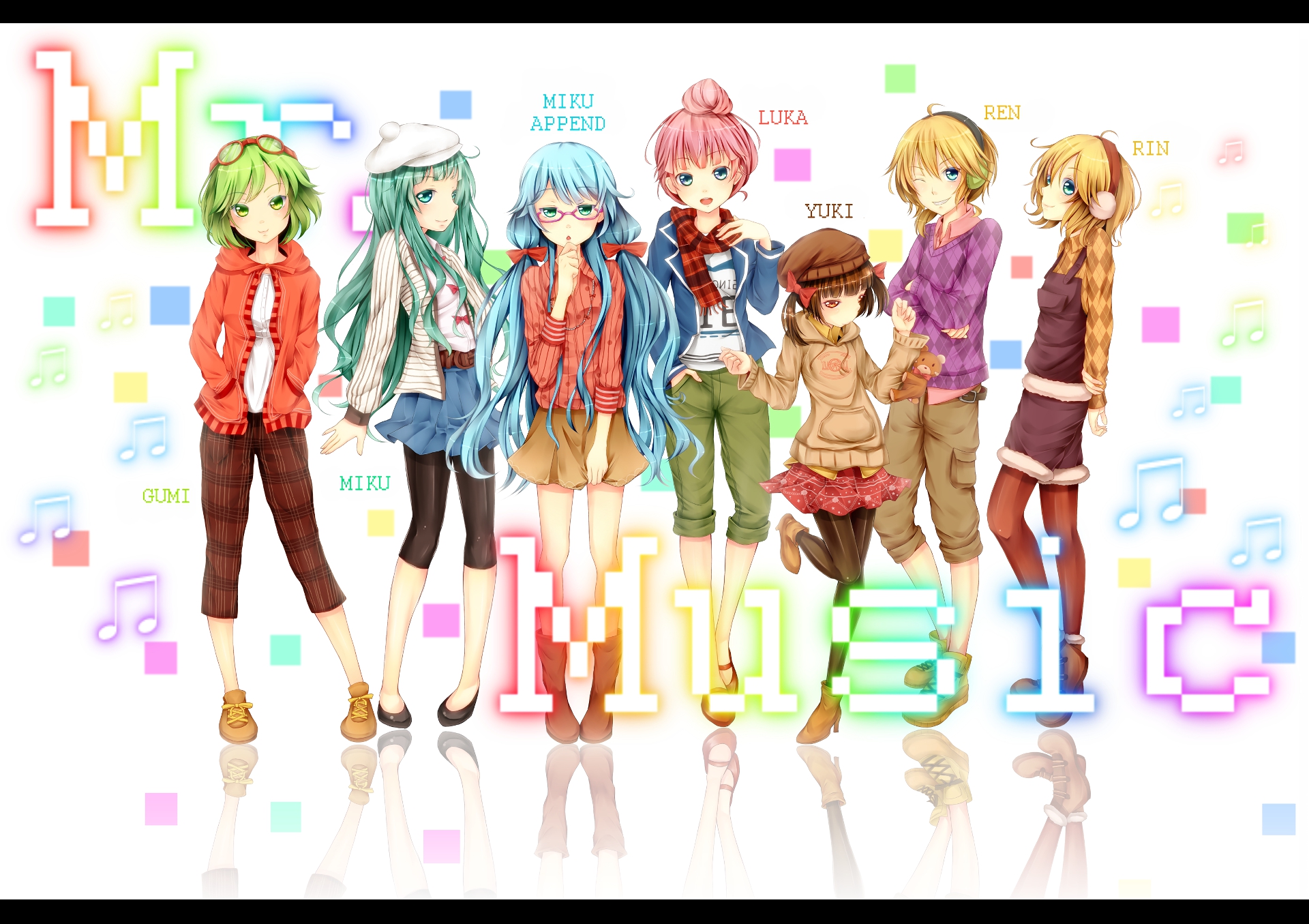 Download mobile wallpaper Anime, Vocaloid, Hatsune Miku, Luka Megurine, Rin Kagamine, Gumi (Vocaloid), Len Kagamine for free.