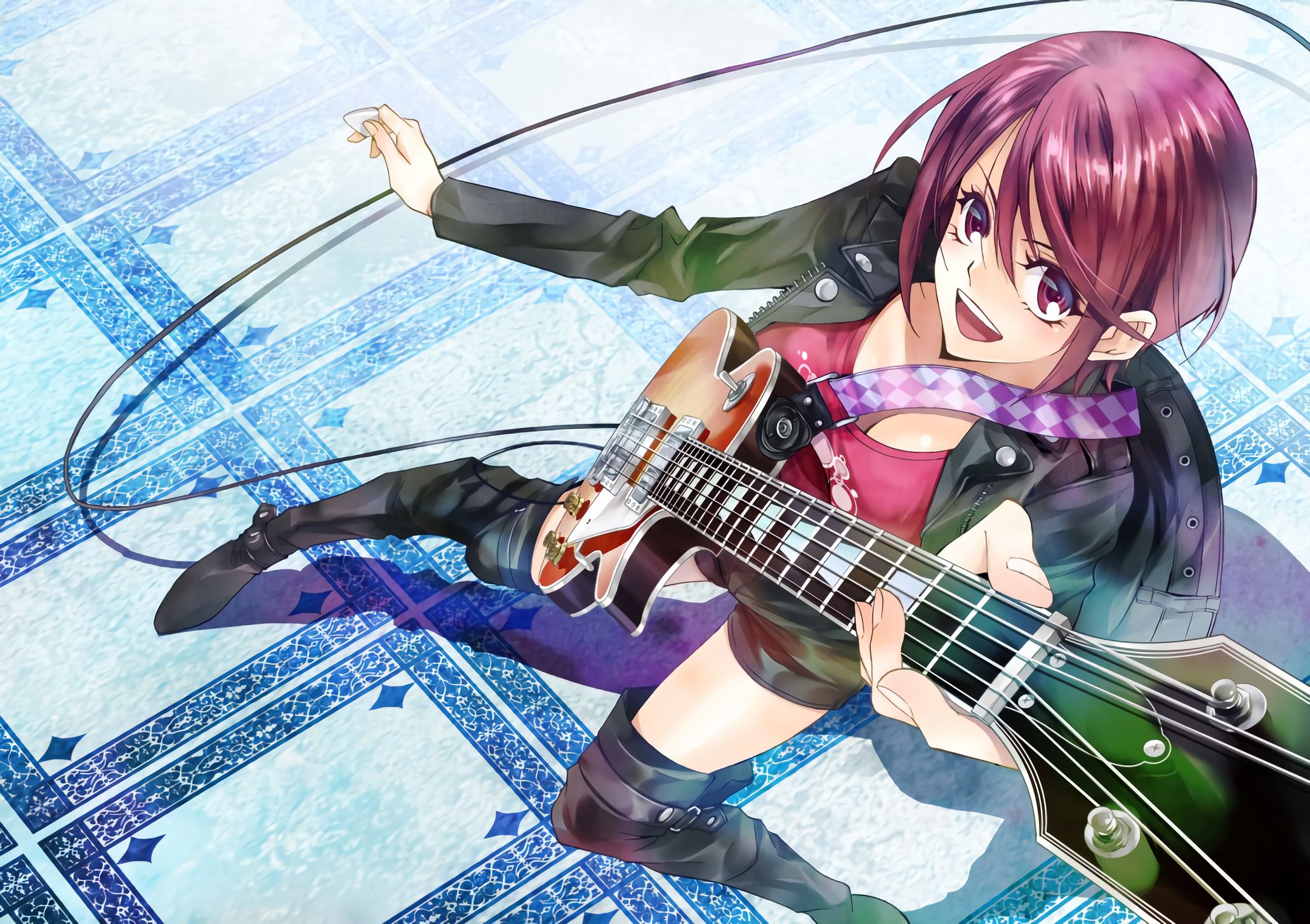 834133 Hintergrundbild herunterladen gitarre, animes, fuuka, fuuka aoi - Bildschirmschoner und Bilder kostenlos