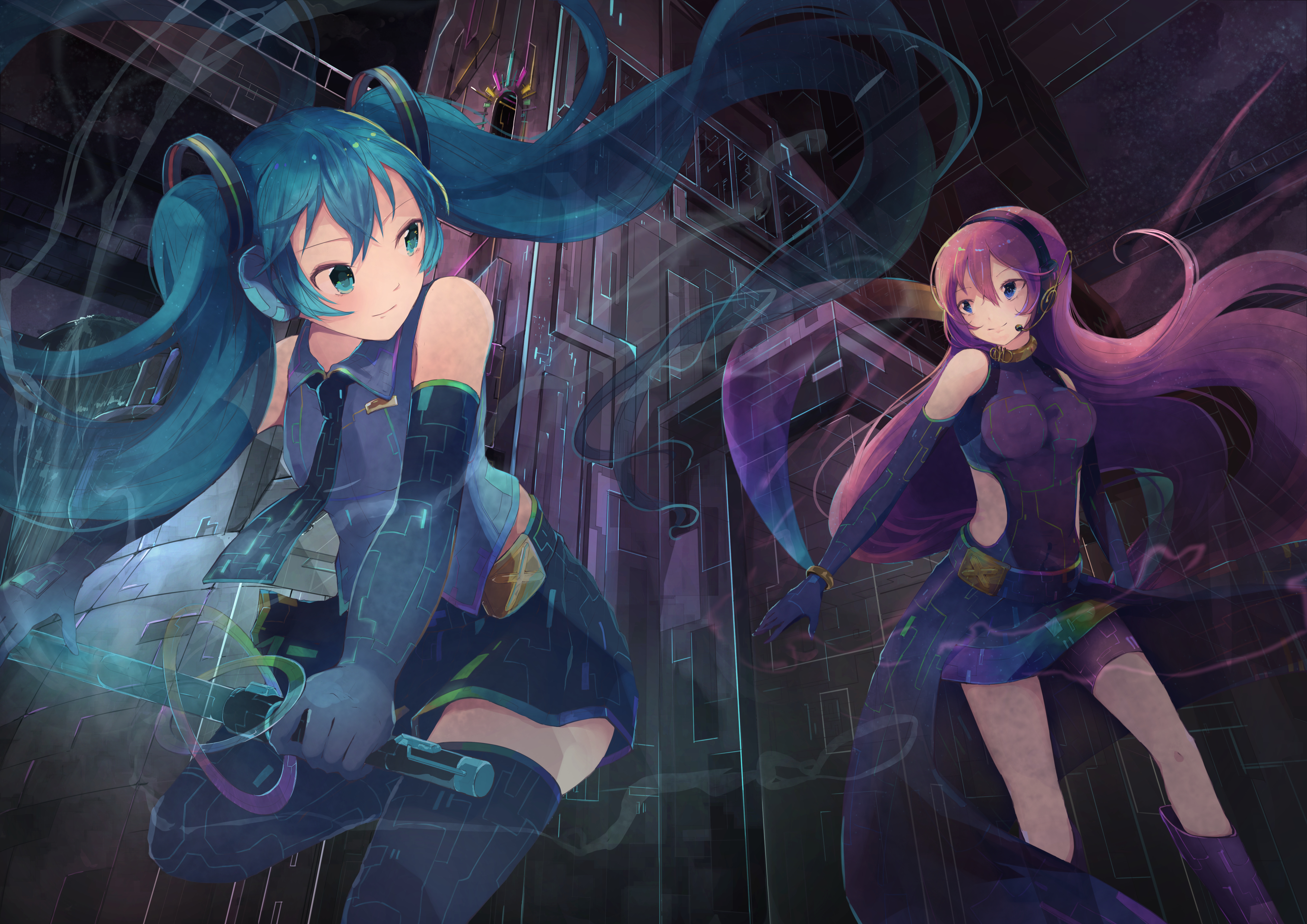 Download mobile wallpaper Anime, Vocaloid, Hatsune Miku, Luka Megurine for free.