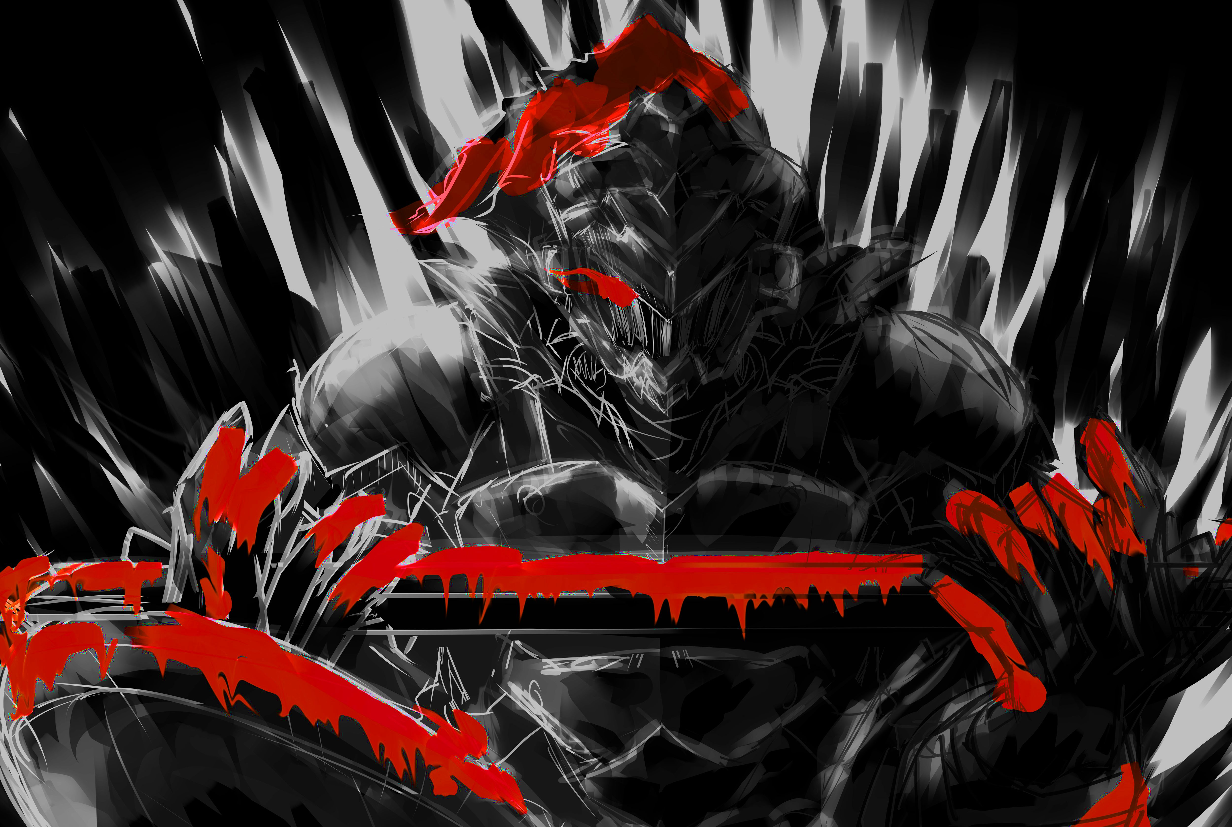 Laden Sie das Blut, Rüstung, Schwert, Animes, Goblin Slayer-Bild kostenlos auf Ihren PC-Desktop herunter