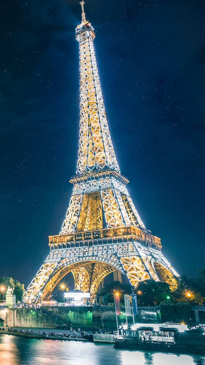 Скачать картинку Ночь, Париж, Эйфелева Башня, Памятники, Свет, Франция, Легкий, Сделано Человеком в телефон бесплатно.