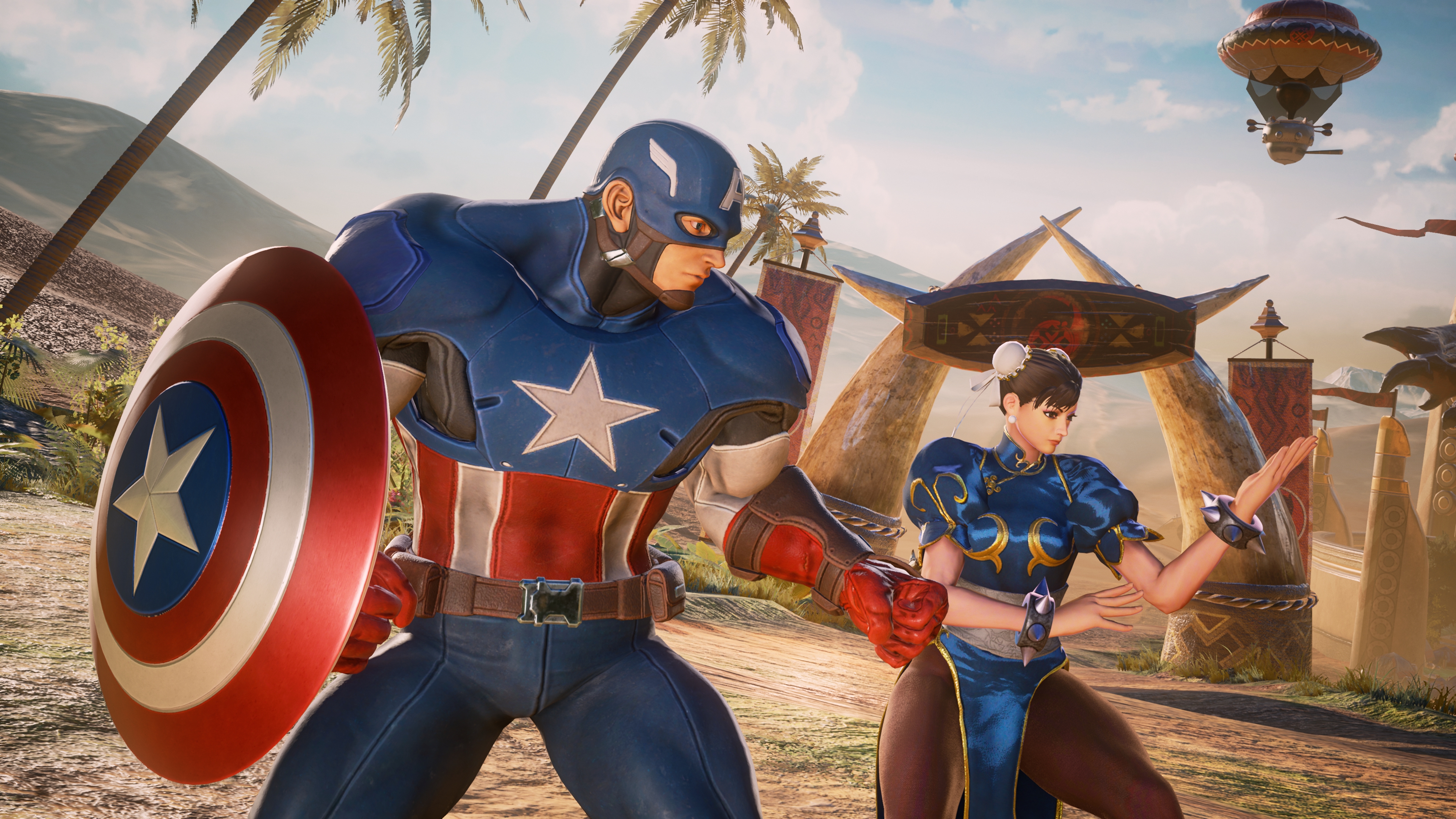 video game, marvel vs capcom: infinite, captain america, chun li (street fighter)
