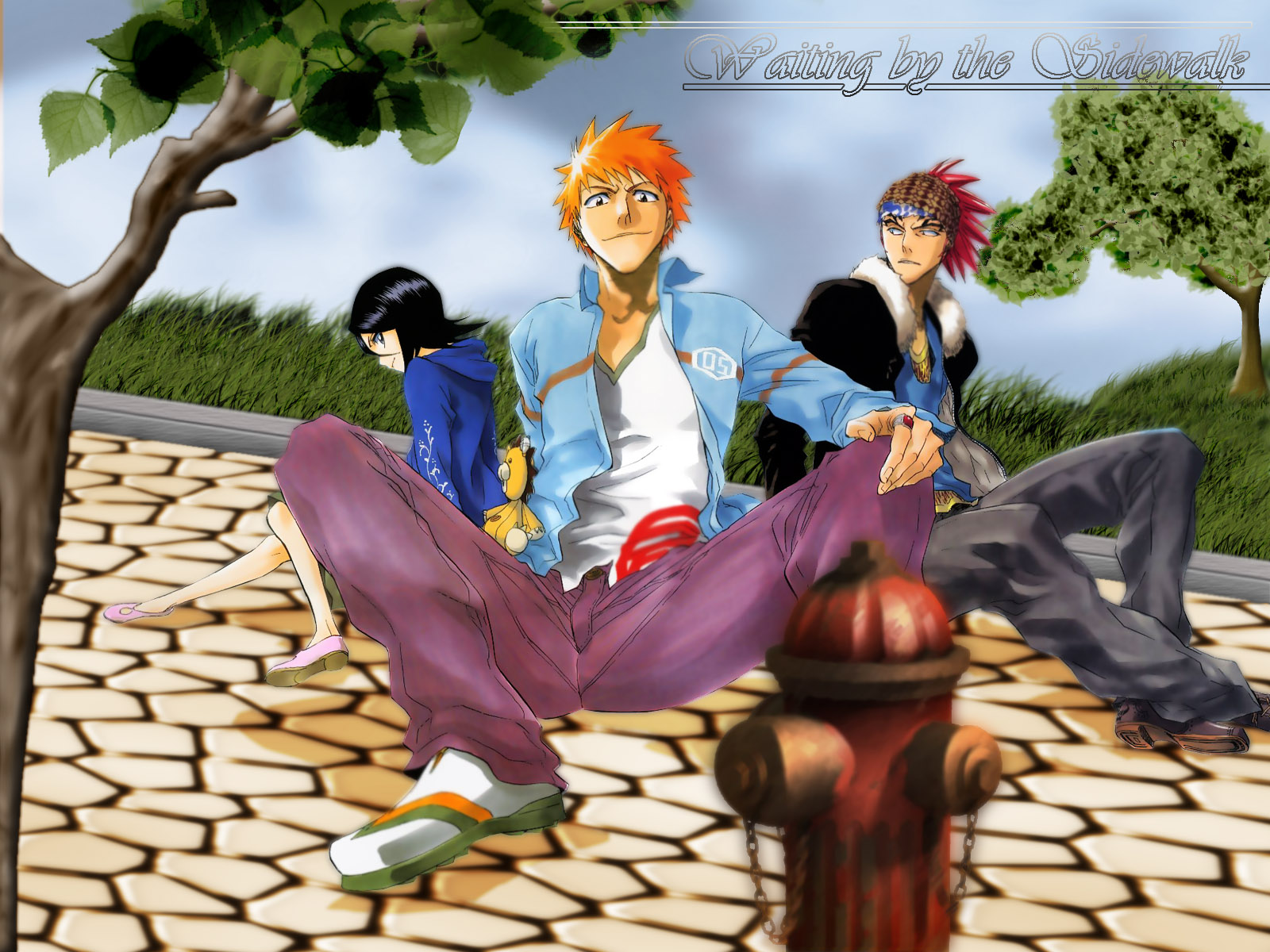 Download mobile wallpaper Renji Abarai, Rukia Kuchiki, Bleach, Ichigo Kurosaki, Anime for free.