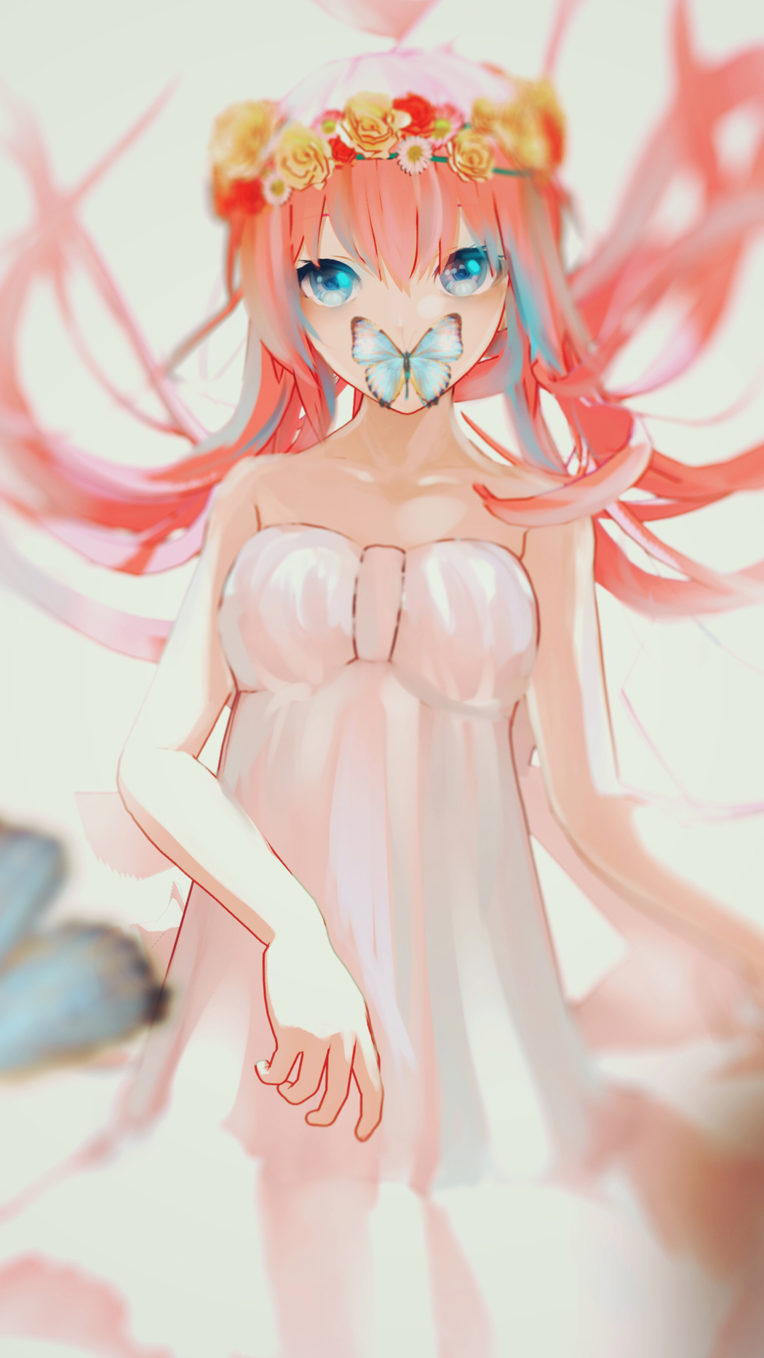 Download mobile wallpaper Anime, Vocaloid, Headdress, Blue Eyes, Luka Megurine, White Dress, Just Be Friends (Vocaloid) for free.