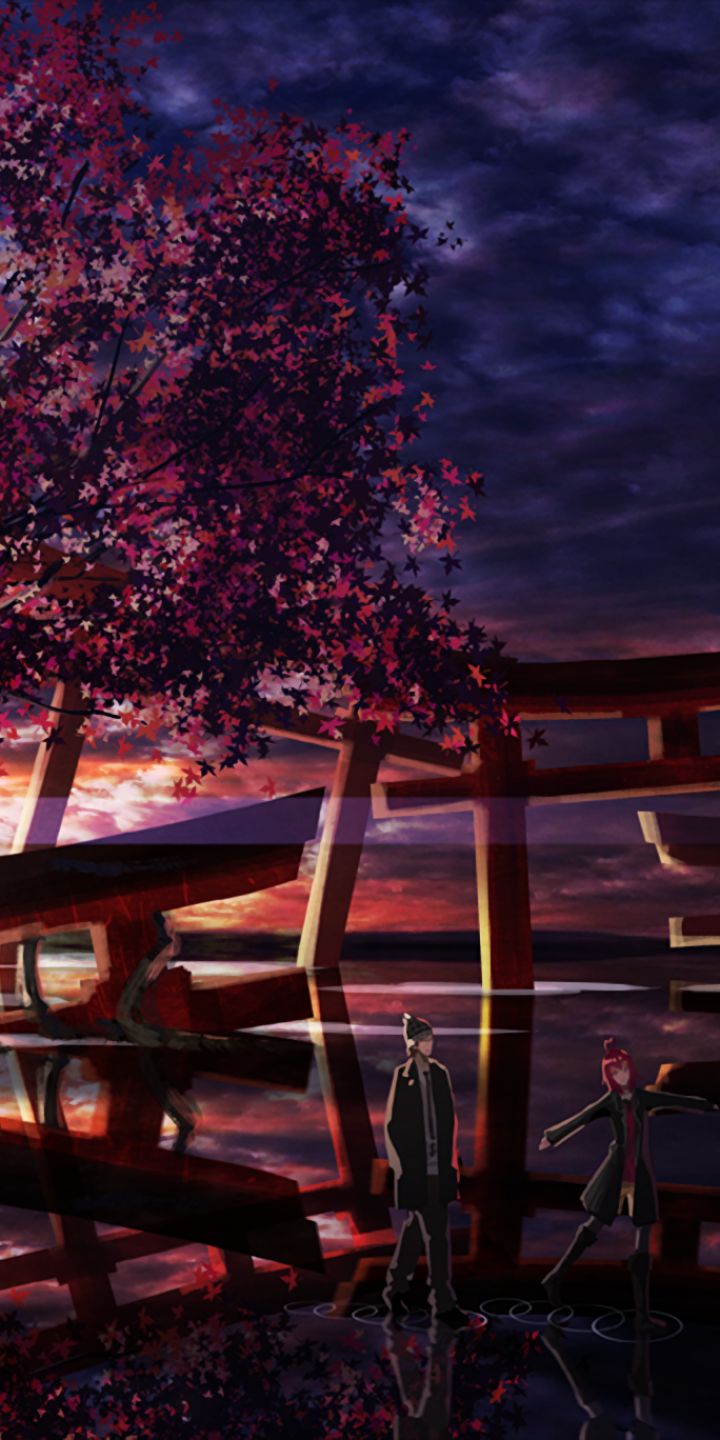 Download mobile wallpaper Anime, Sakura, Tree, Cloud for free.