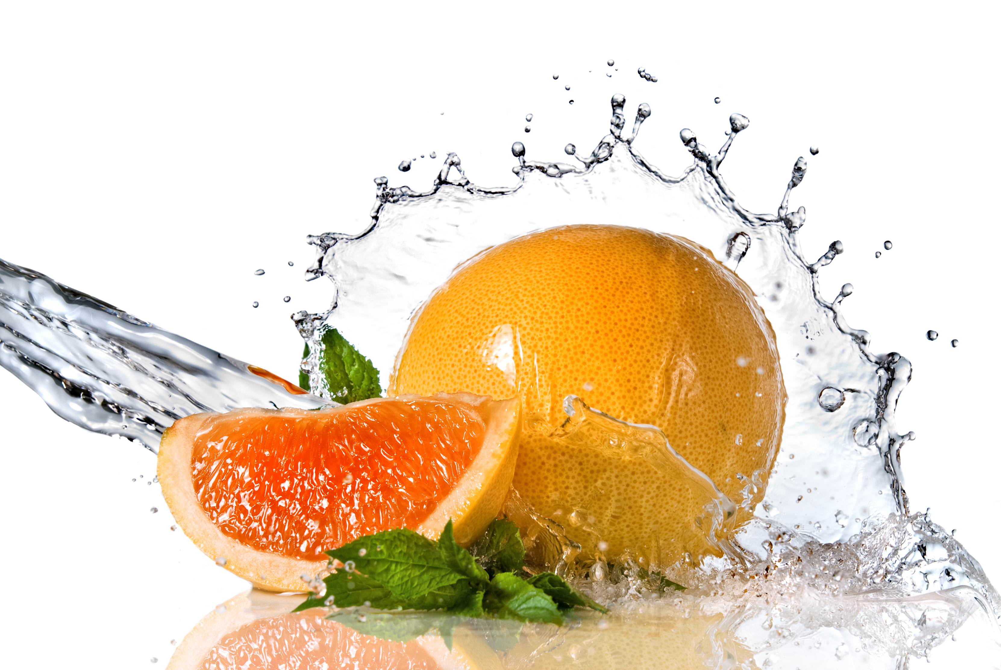 Handy-Wallpaper Wasser, Spritzen, Nahrungsmittel, Früchte, Orange (Obst) kostenlos herunterladen.