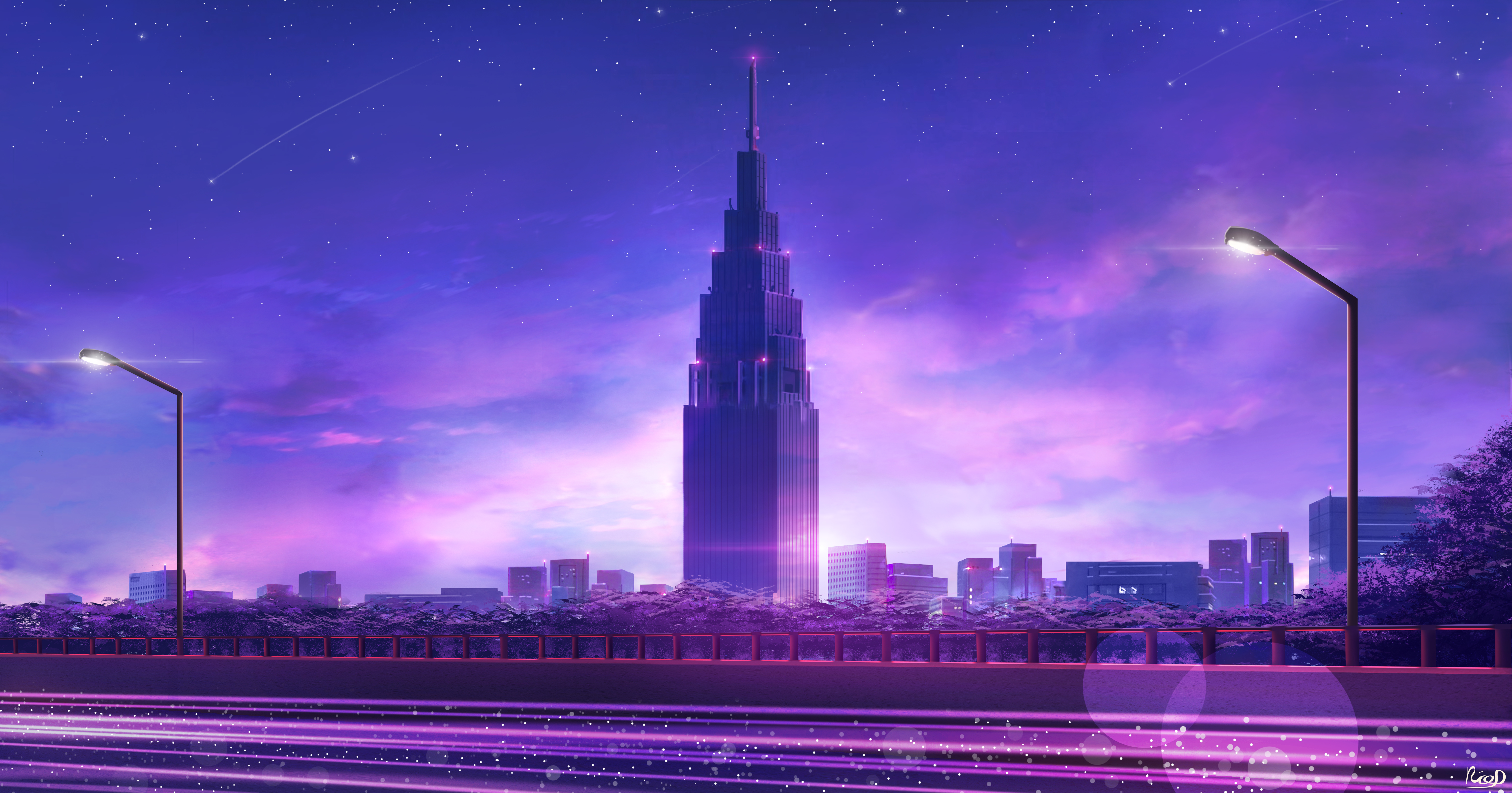 tower, architecture, purple, art, violet, city, skyscraper